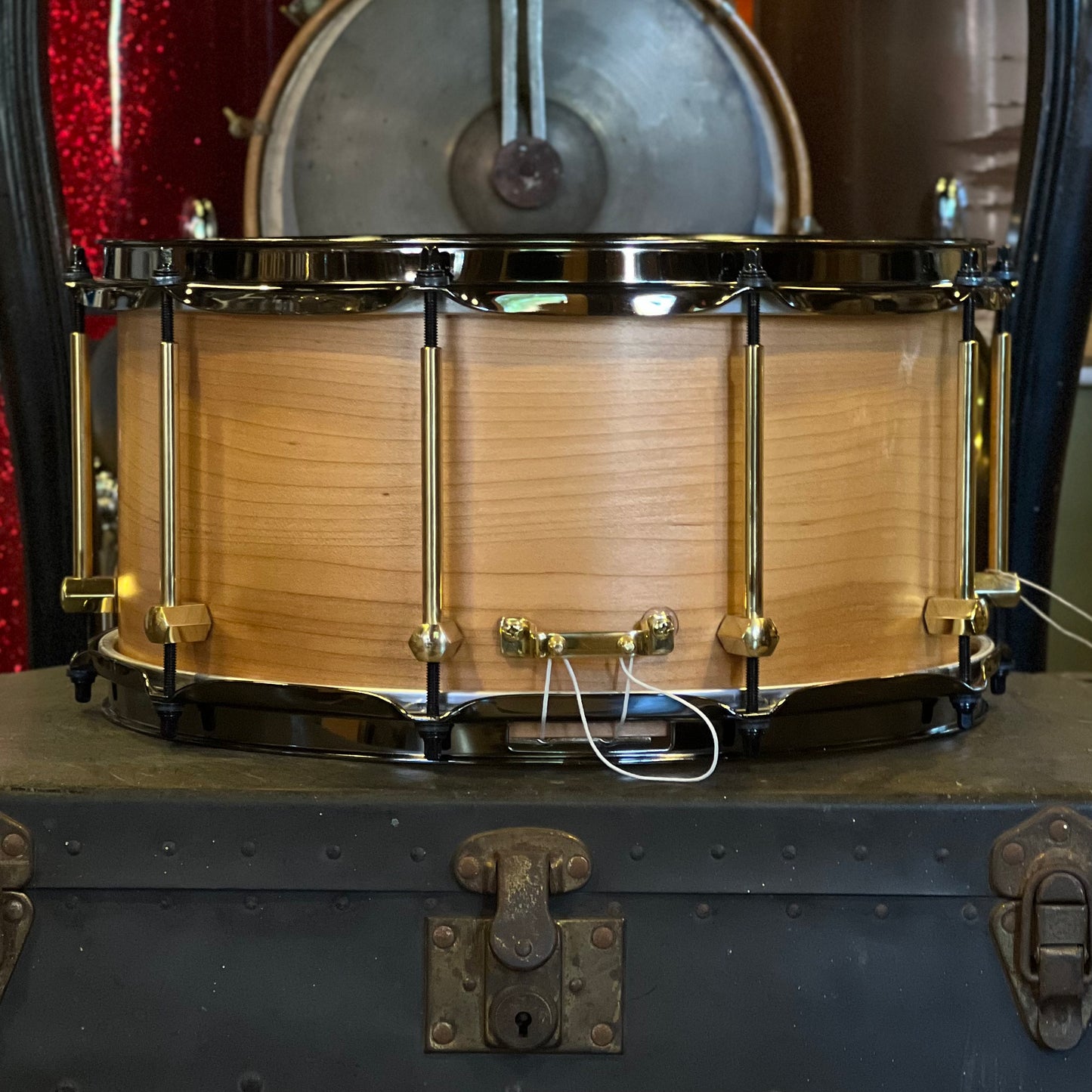NEW Noble & Cooley 7x14 Solid Shell Beech Snare Drum in Natural Satin w/ Brass Hardware & Black Chrome Hoops