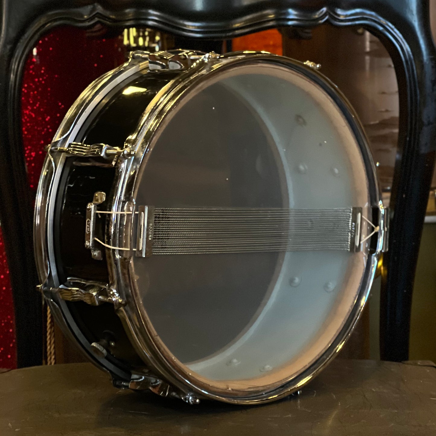 VINTAGE 1950's WFL 5.5x14 Super Classic Snare Drum in Black Cortex