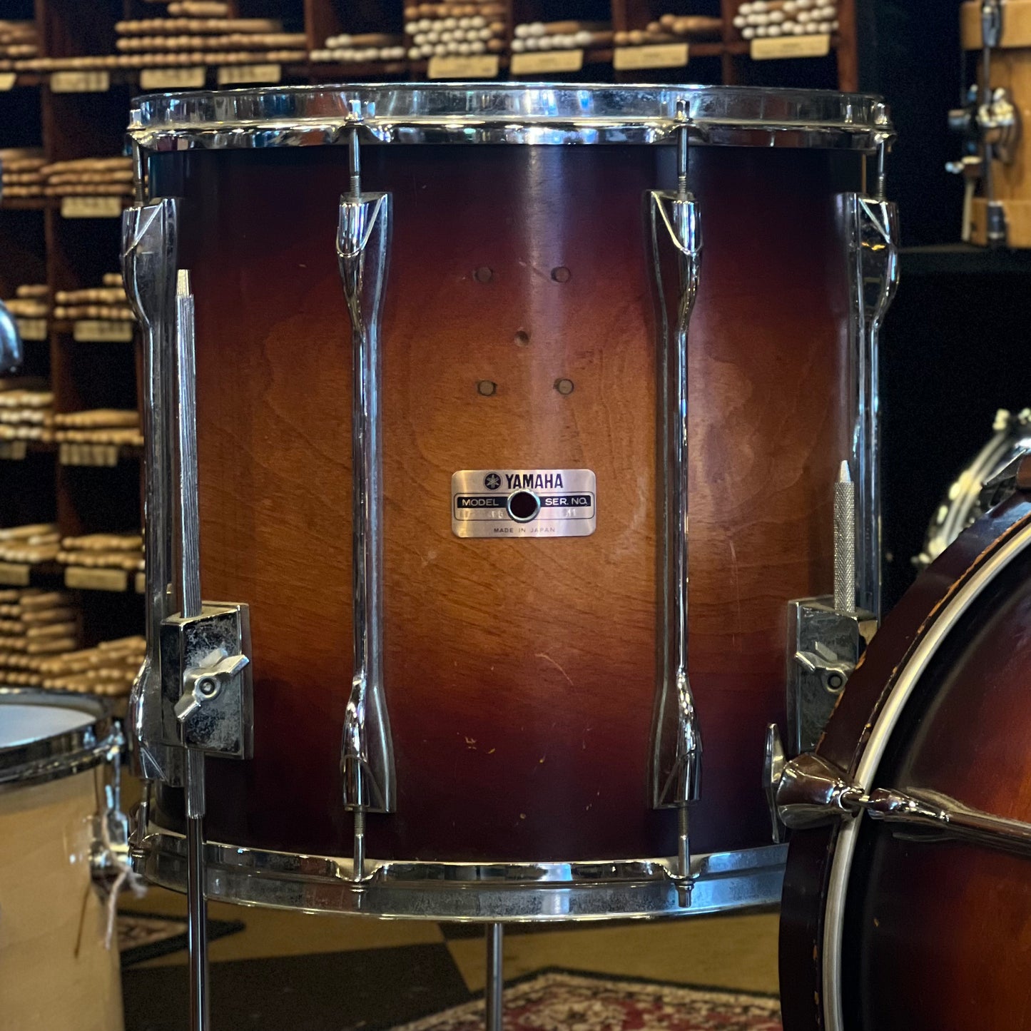 VINTAGE 1980's Yamaha Recording Custom Bop Outfit in Matte Cherry Burst - 14x18, 8x12, 14x14