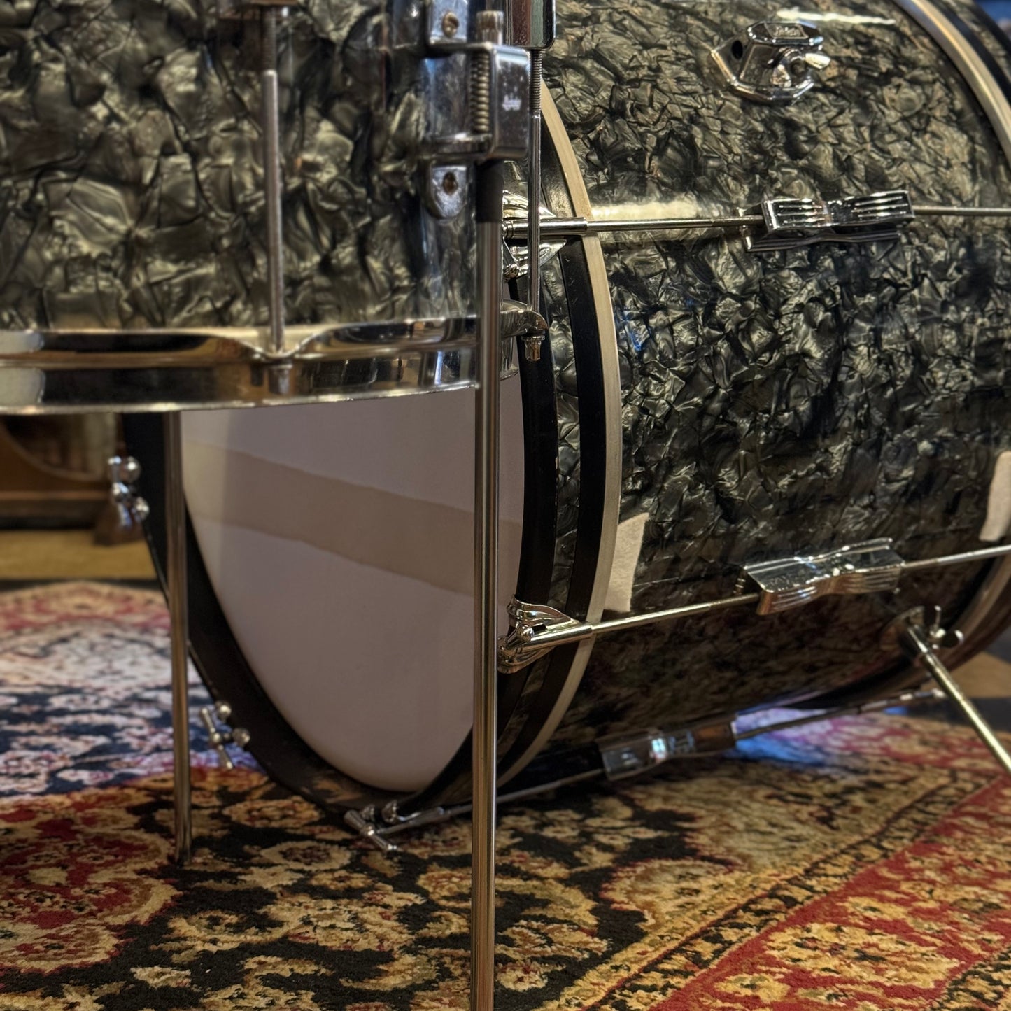 VINTAGE 1969 Ludwig Club Date "Downbeat" Outfit in Black Diamond Pearl - 14x20, 8x12, 14x14