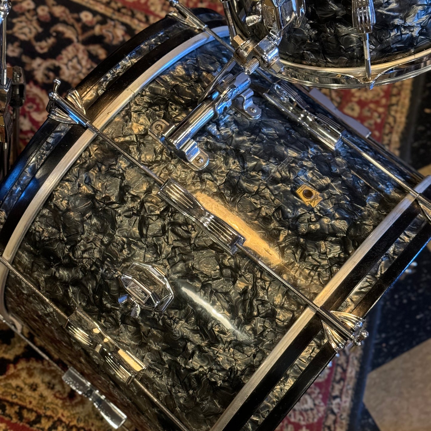 VINTAGE 1969 Ludwig Club Date "Downbeat" Outfit in Black Diamond Pearl - 14x20, 8x12, 14x14