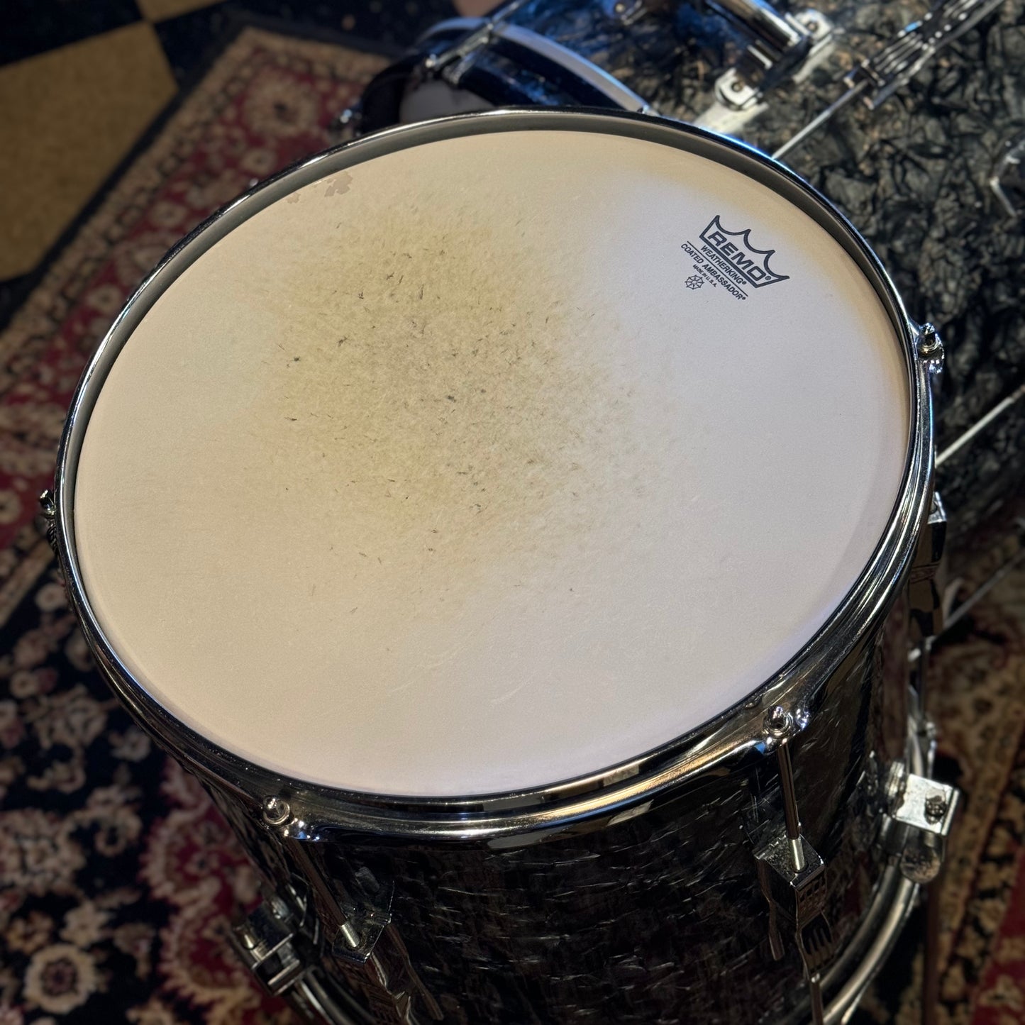 VINTAGE 1969 Ludwig Club Date "Downbeat" Outfit in Black Diamond Pearl - 14x20, 8x12, 14x14