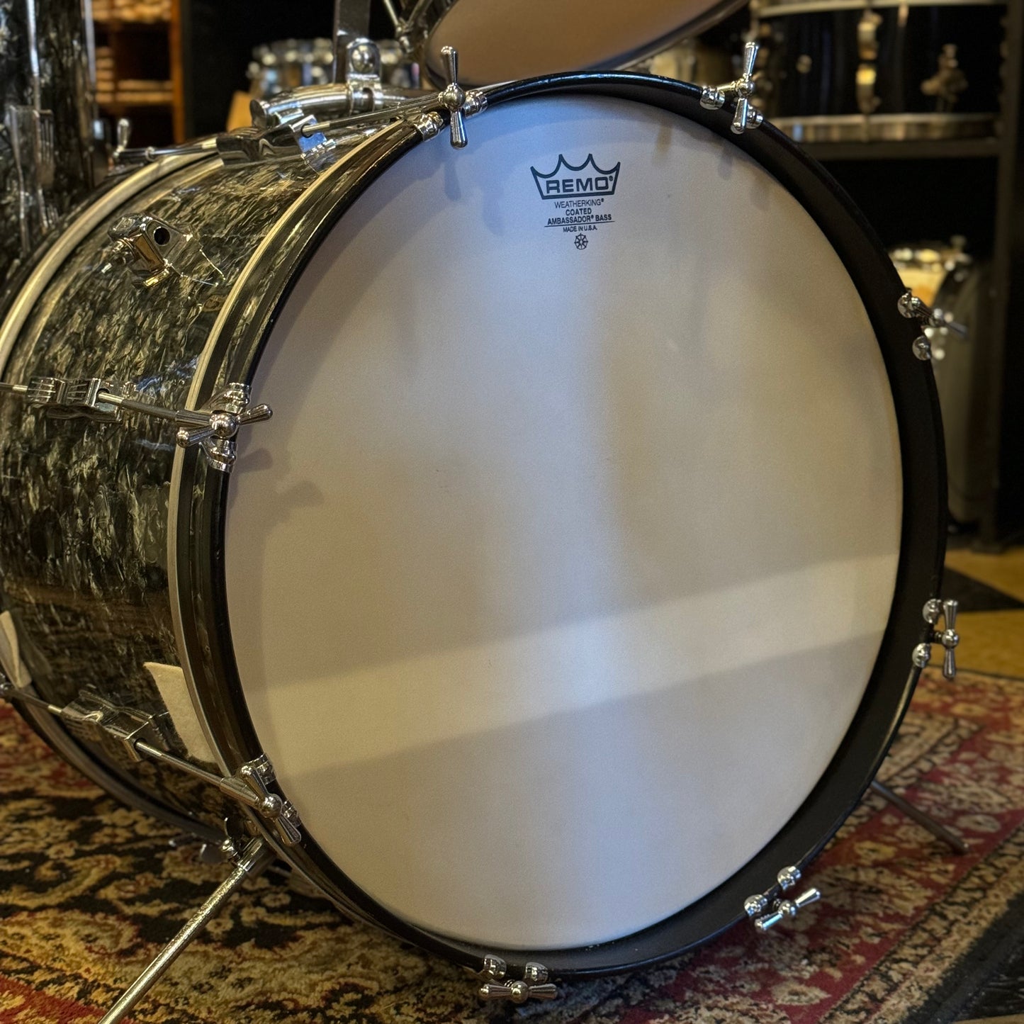 VINTAGE 1969 Ludwig Club Date "Downbeat" Outfit in Black Diamond Pearl - 14x20, 8x12, 14x14