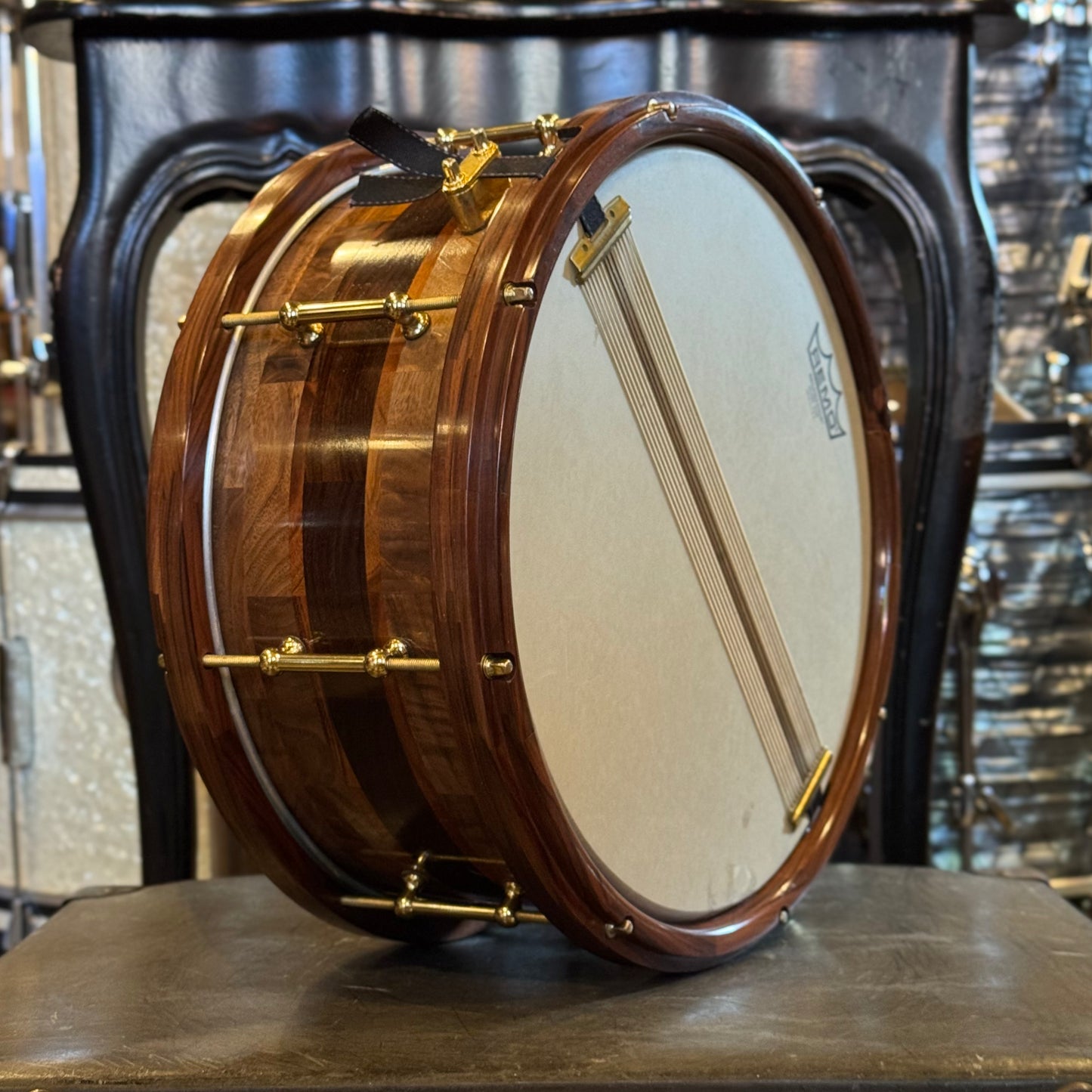USED 2004 6.5x14 Stanbridge Claro Walnut, Goncalo Alves, & Pau Ferro Snare Drum w/ Pau Ferro Hoops