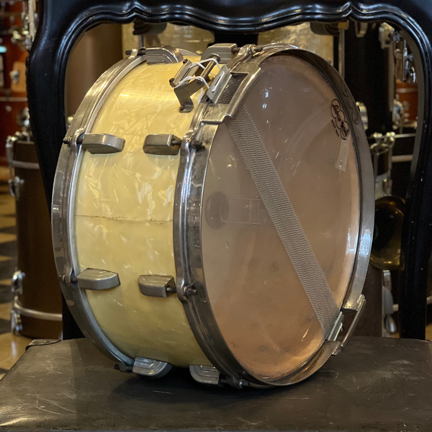 VINTAGE 1946 Leedy 6.5x14 Broadway Standard 3ply White Marine Pearl Snare Drum