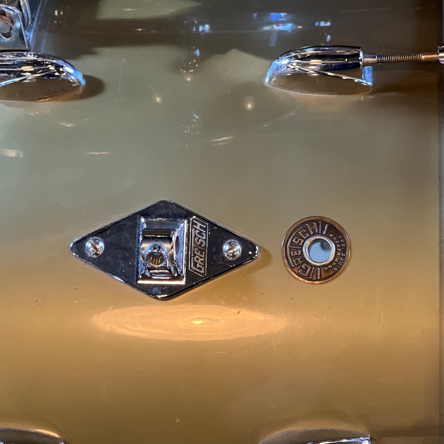 VINTAGE 1956-1959 Gretsch Round Badge 6ply "Name Band" Outfit in Copper Mist - 14x22, 9x13, 14x14