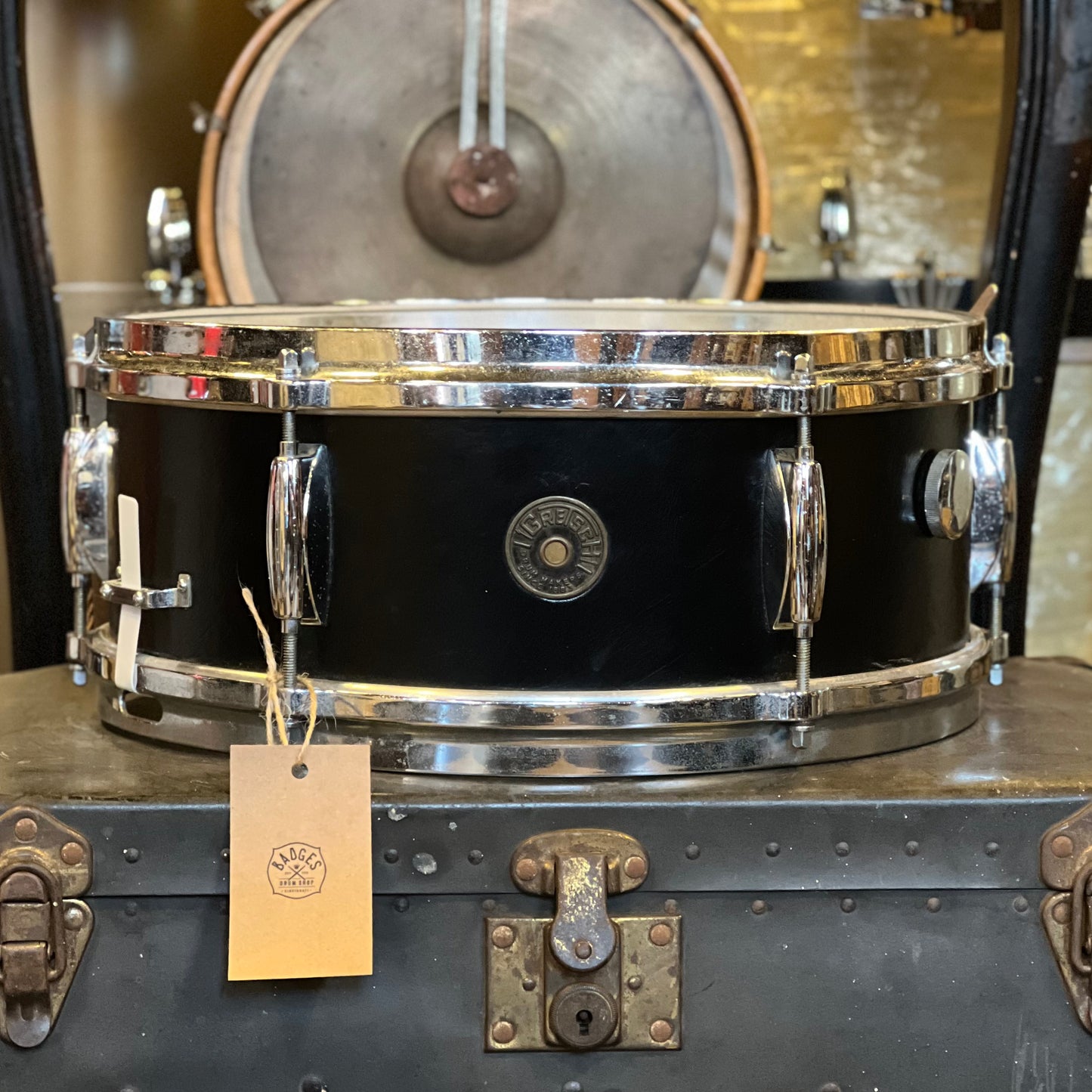 VINTAGE 1960's Gretsch 5.5x14 Renown Model Snare Drum in Black Leatherette