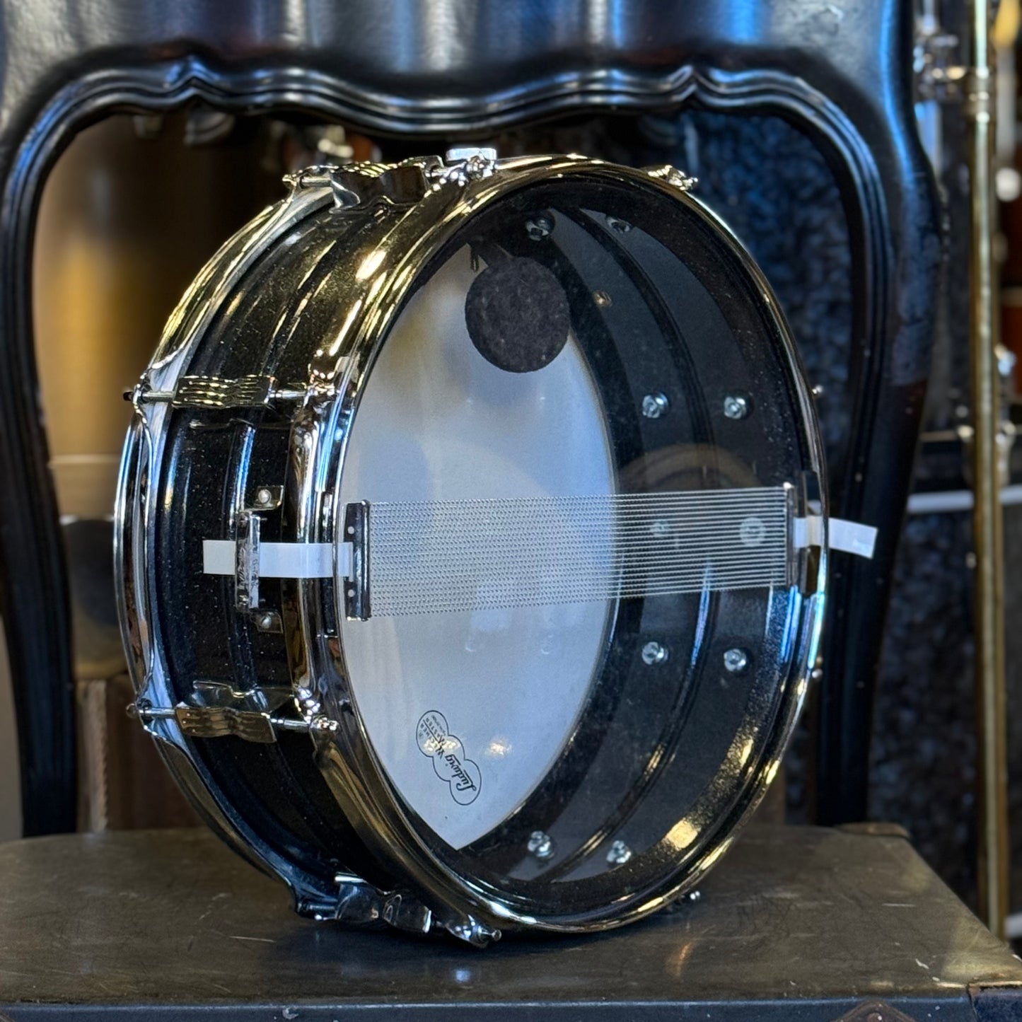 USED 90's Ludwig 5x14 LM404 Black Galaxy Acrolite Snare Drum