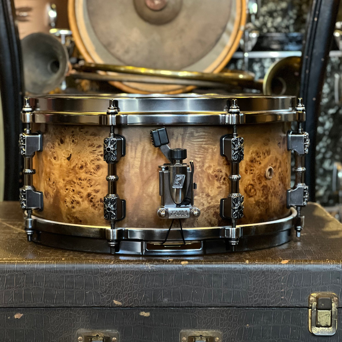 USED Tama 6x13 Warlord Limited Edition Mappa Burl Snare Drum Badges