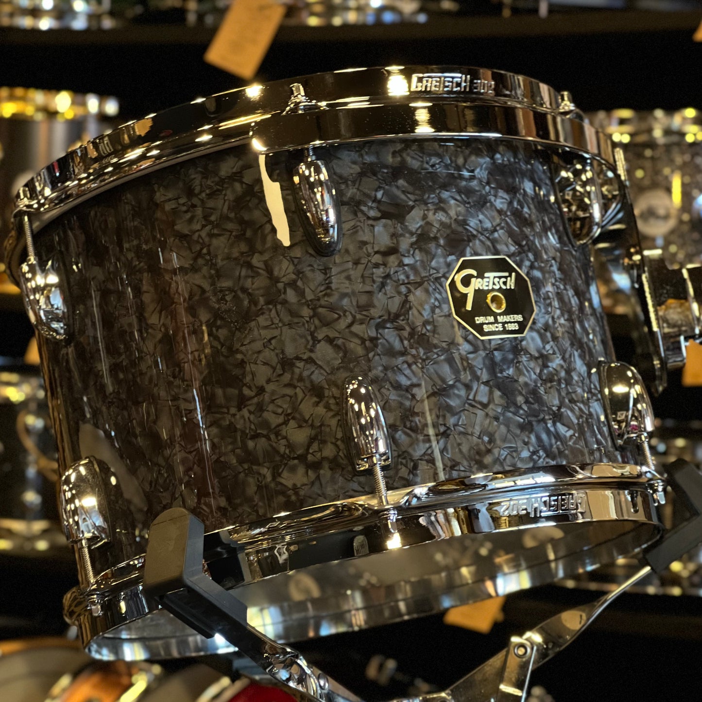 NEW Gretsch Brooklyn "Vintage Build" in Deep Black Marine Pearl w/ Stop Sign Badges - 14x22, 9x13, 16x16