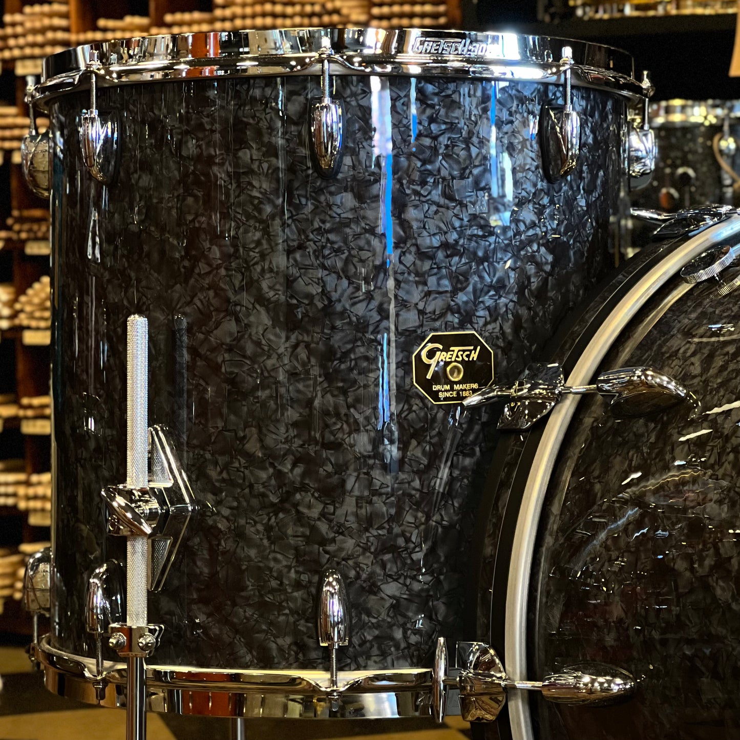 NEW Gretsch Brooklyn "Vintage Build" in Deep Black Marine Pearl w/ Stop Sign Badges - 14x22, 9x13, 16x16