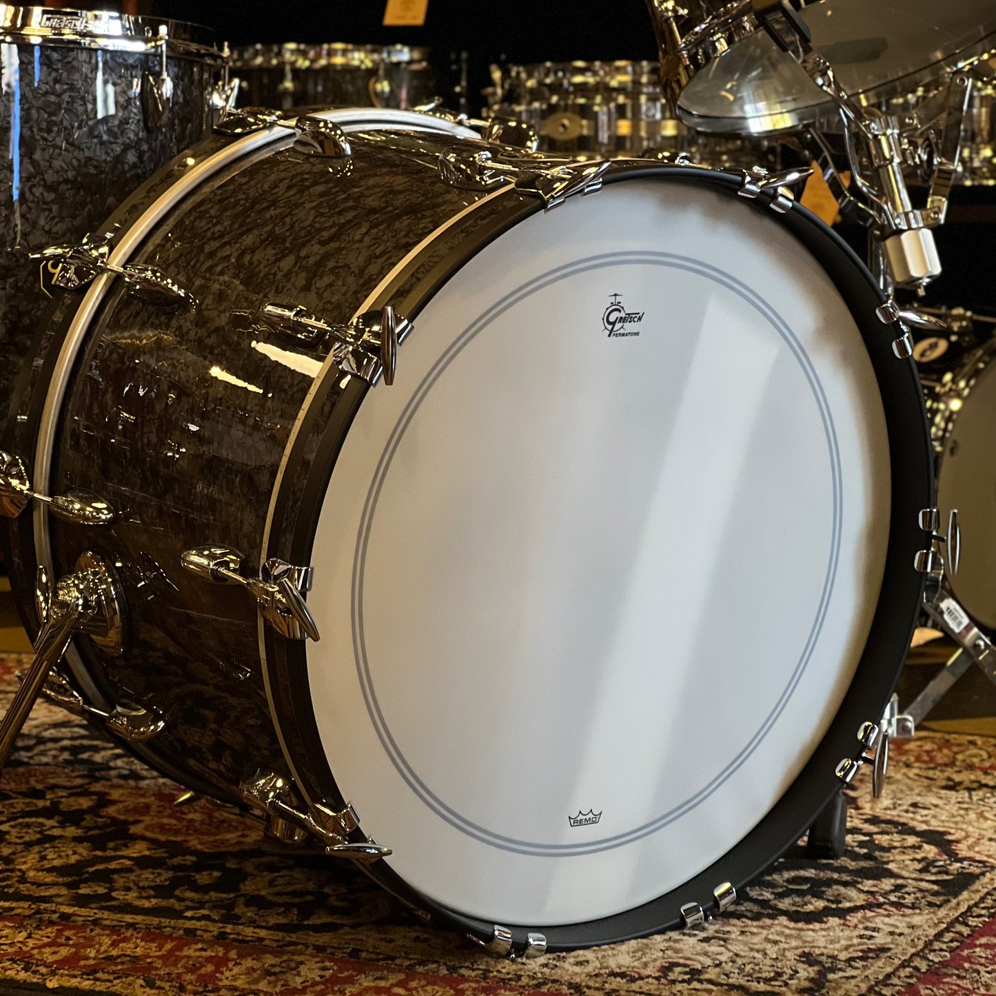 NEW Gretsch Brooklyn "Vintage Build" in Deep Black Marine Pearl w/ Stop Sign Badges - 14x22, 9x13, 16x16