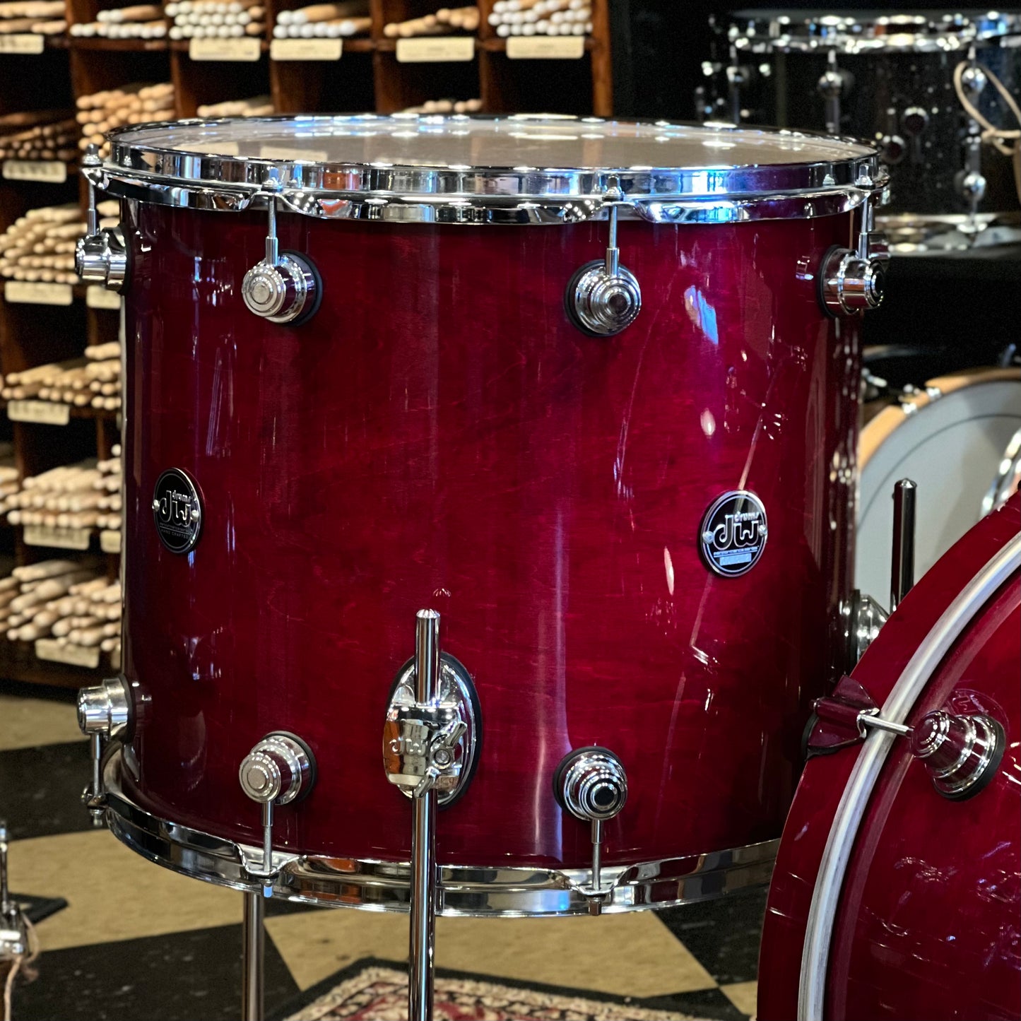 USED DW Performance Series Drum Set in Cherry Stain Lacquer - 18x22, 9x12, 14x16