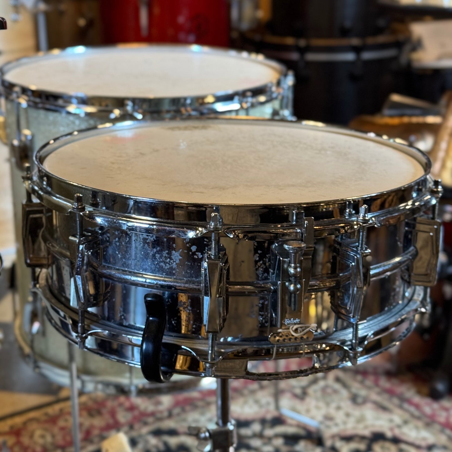 VINTAGE 1960's Ludwig Classic Outfit in Silver Sparkle w/ LM400 Supraphonic - 14x22, 9x13, 16x16, 5x14