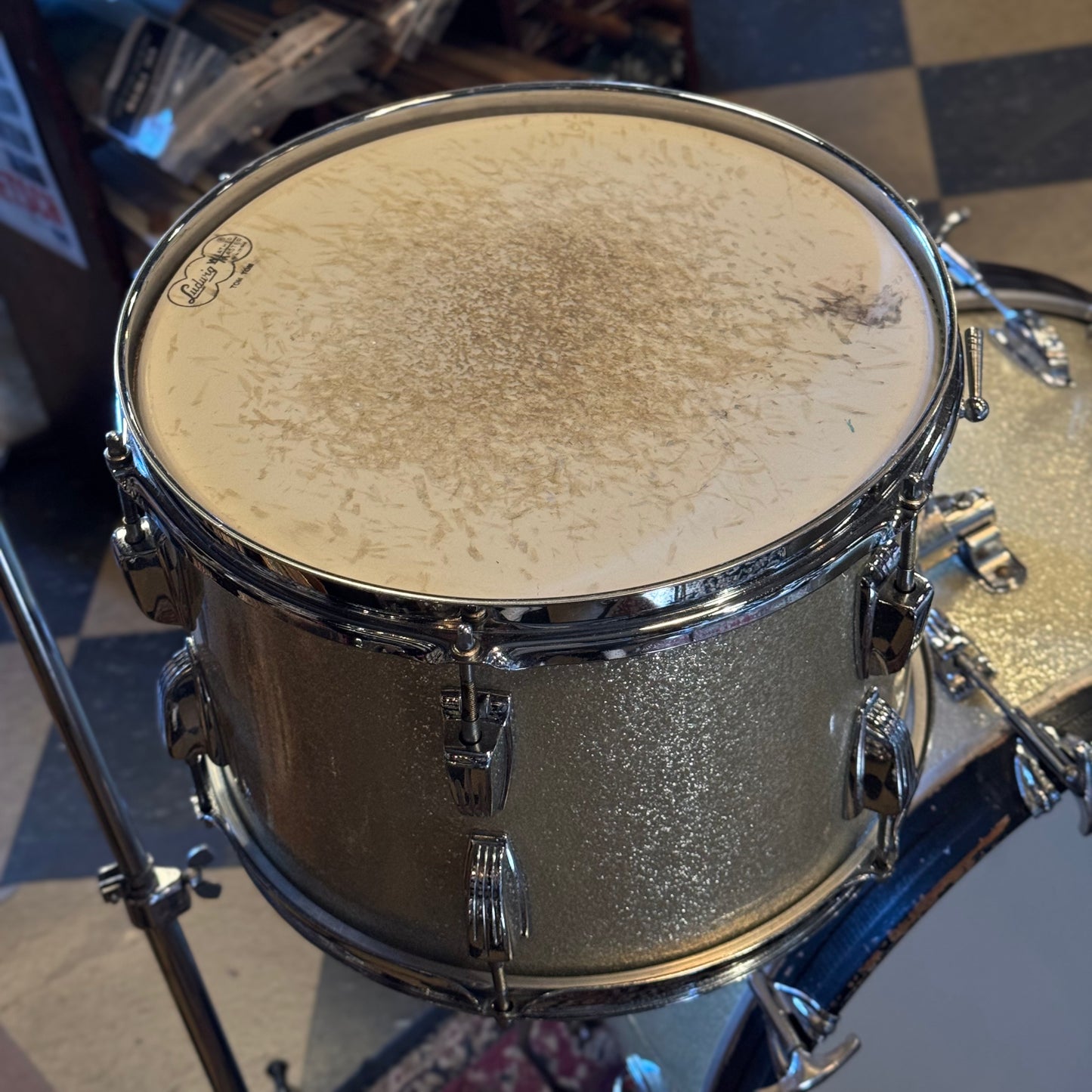 VINTAGE 1960's Ludwig Classic Outfit in Silver Sparkle w/ LM400 Supraphonic - 14x22, 9x13, 16x16, 5x14