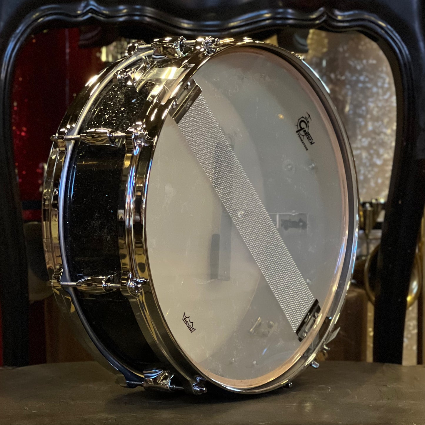 NEW Gretsch 4.5x14 USA Custom Snare Drum in Black Glass with Tone Control & Micro Sensitive