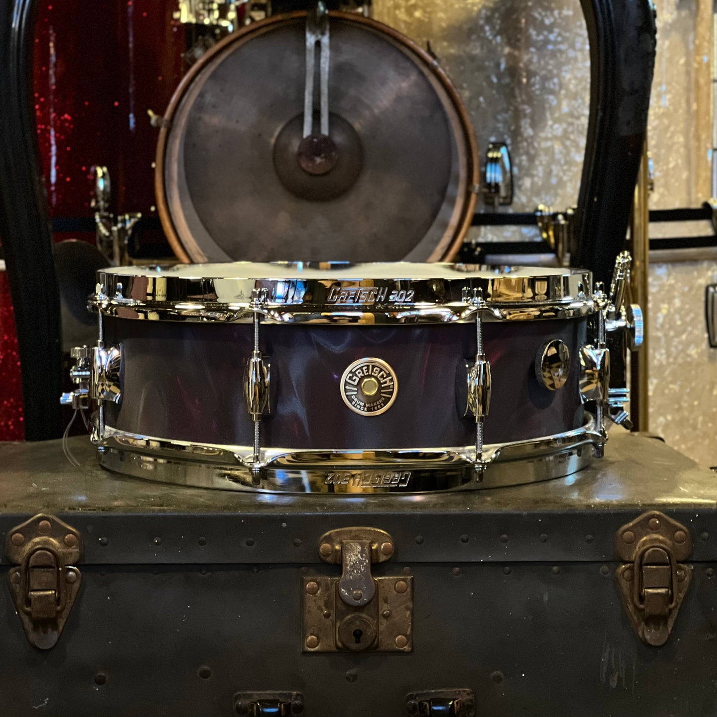 NEW Gretsch 4.5x14 Broadkaster Snare Drum in Black Satin Flame with Tone Control & Micro Sensitive