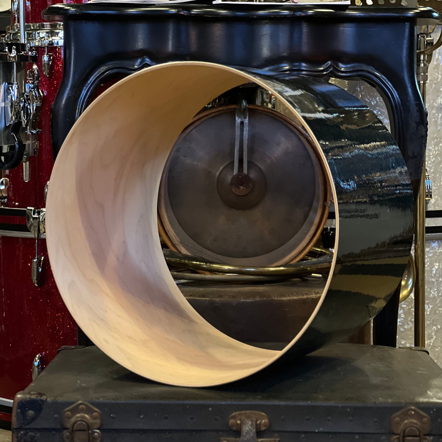 NEW OLD STOCK 12x16 Keller Bass Drum Shell Wrapped in Black Sparkle