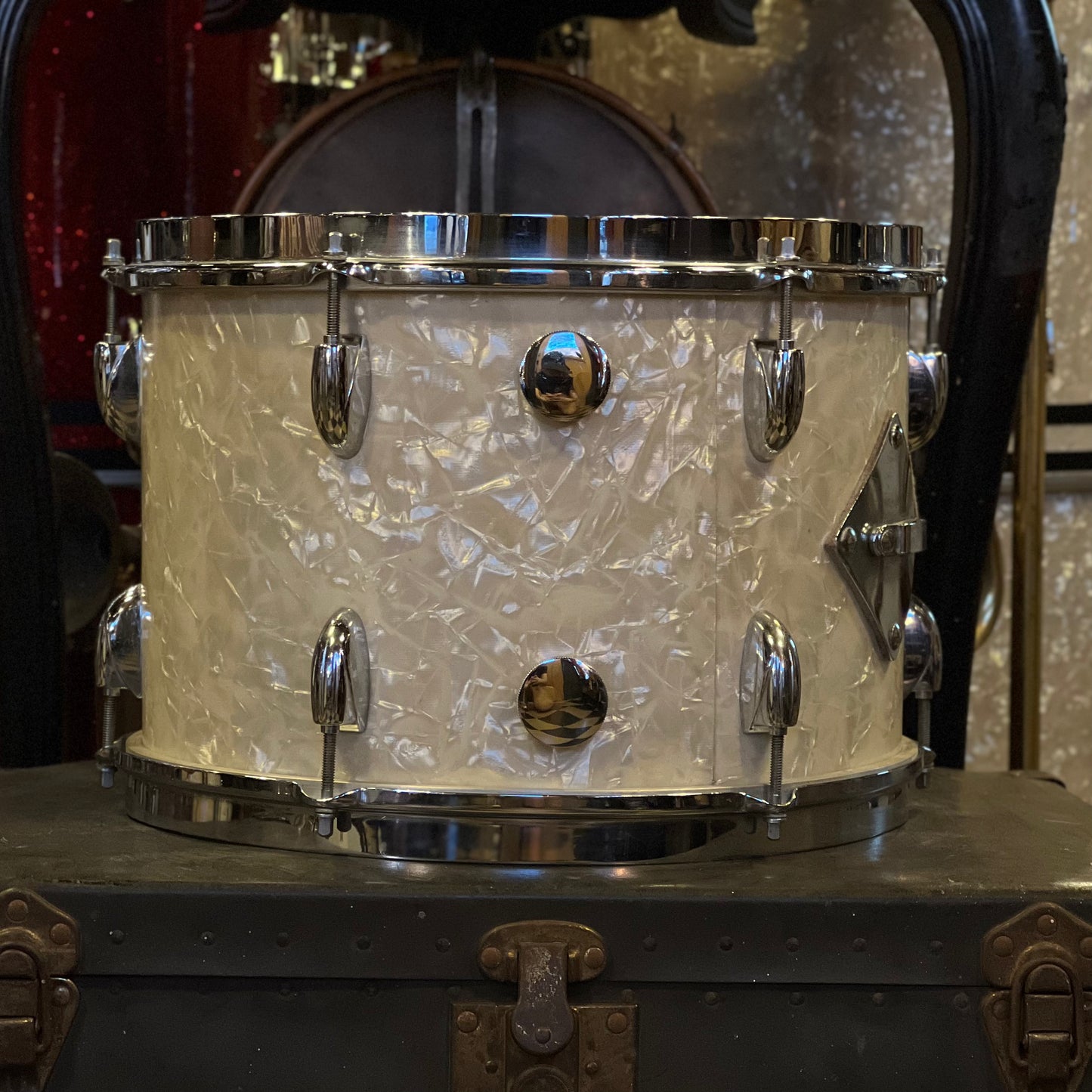 VINTAGE 1950's Gretsch 9x13 3ply "Broadkaster" Tom in White Marine Pearl