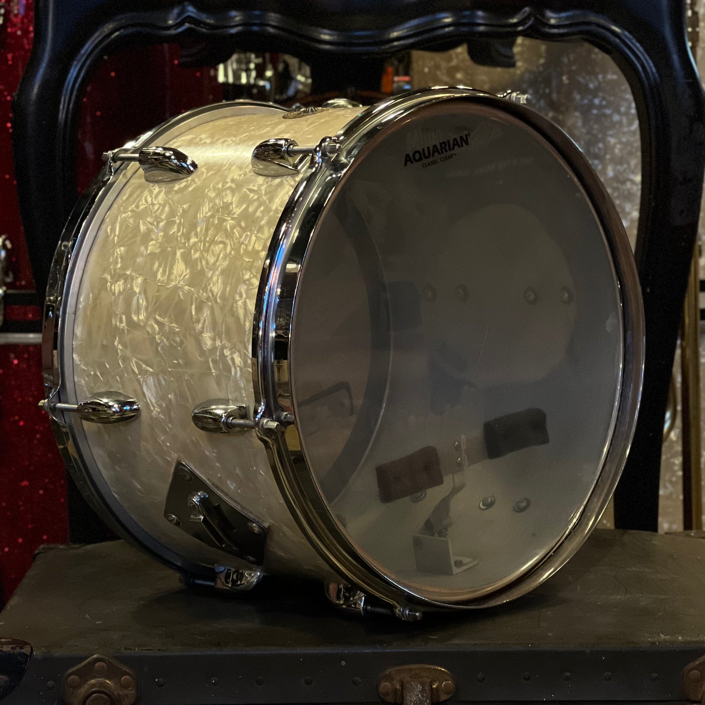 VINTAGE 1950's Gretsch 9x13 3ply "Broadkaster" Tom in White Marine Pearl