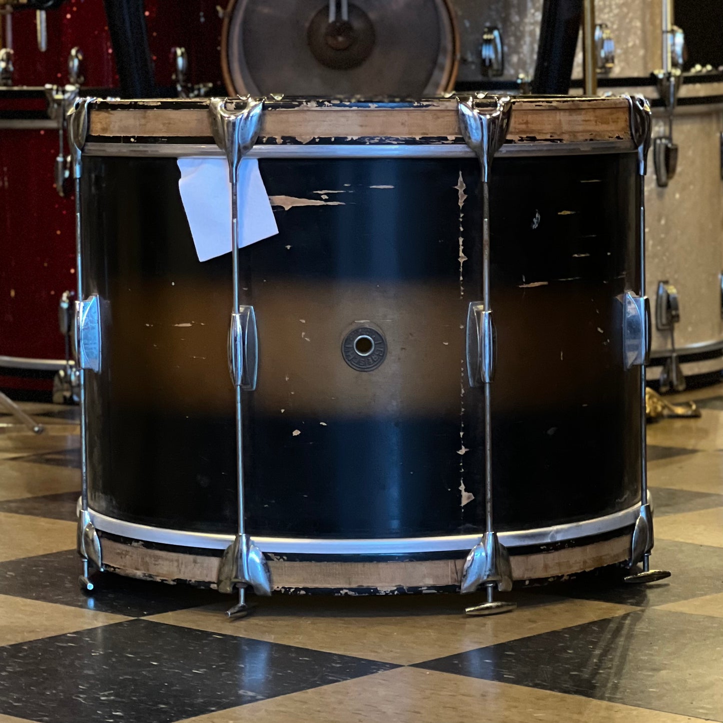VINTAGE 1960's Gretsch 14x20 Semi-Pro Model Bass Drum in Black & Gold Duco
