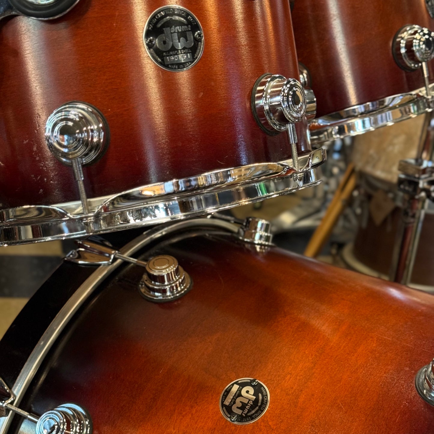 USED 2002 DW Pre-Collectors Series Drum Set in Tobacco Burst - 18x22, 8x10, 9x12, 11x14