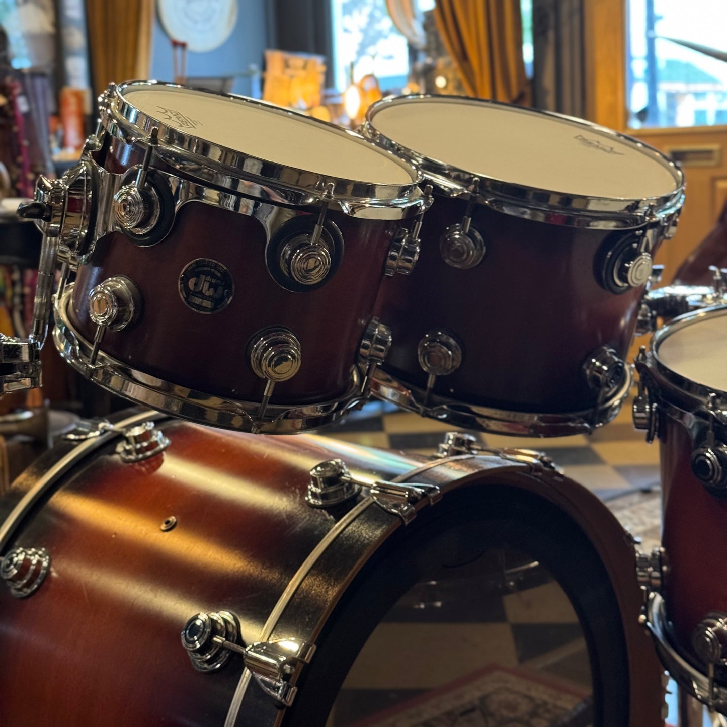 USED 2002 DW Pre-Collectors Series Drum Set in Tobacco Burst - 18x22, 8x10, 9x12, 11x14