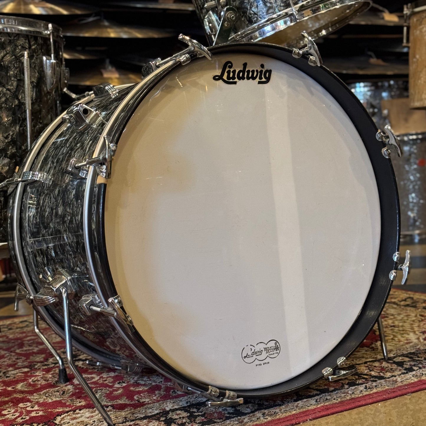 VINTAGE 1960's Ludwig Classic Outfit in Black Diamond Pearl - 14x20, 9x13, 16x16