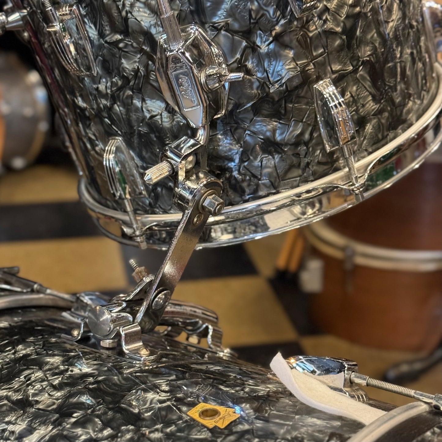 VINTAGE 1960's Ludwig Classic Outfit in Black Diamond Pearl - 14x20, 9x13, 16x16
