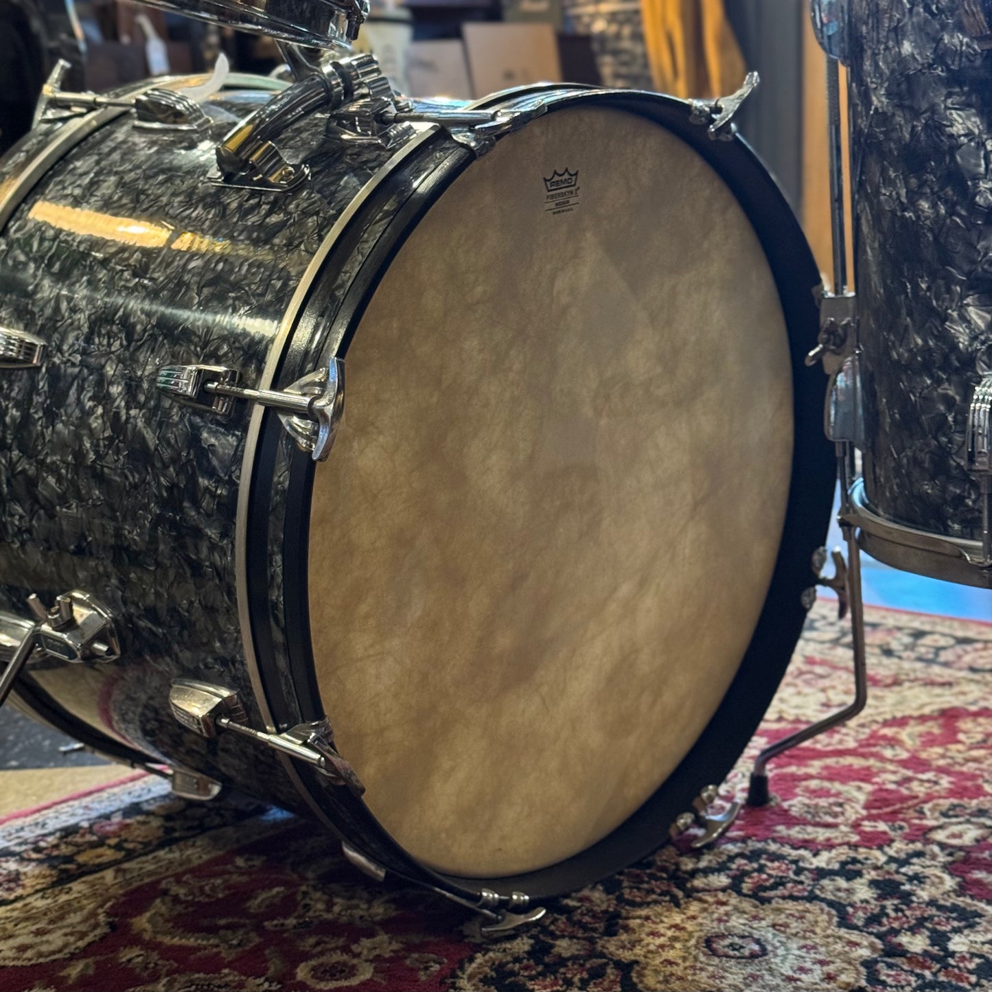 VINTAGE 1960's Ludwig Classic Outfit in Black Diamond Pearl - 14x20, 9x13, 16x16