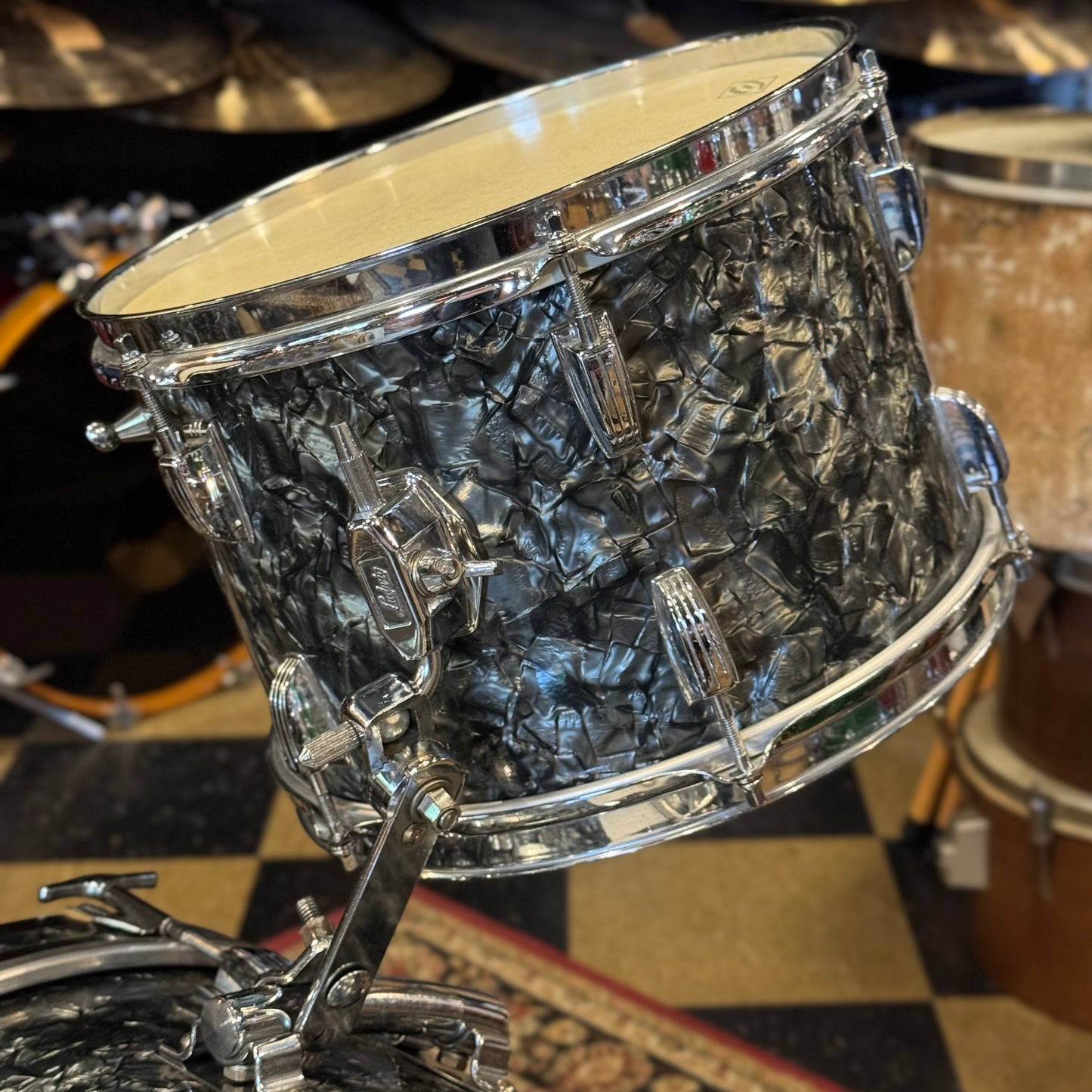 VINTAGE 1960's Ludwig Classic Outfit in Black Diamond Pearl - 14x20, 9x13, 16x16