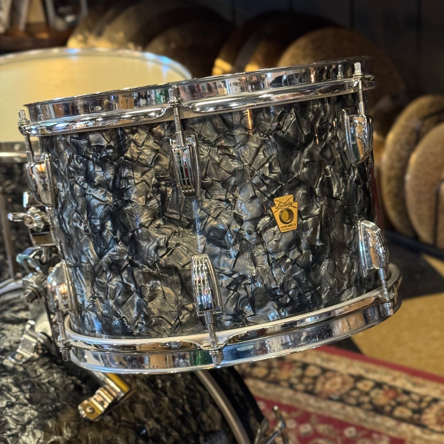 VINTAGE 1960's Ludwig Classic Outfit in Black Diamond Pearl - 14x20, 9x13, 16x16