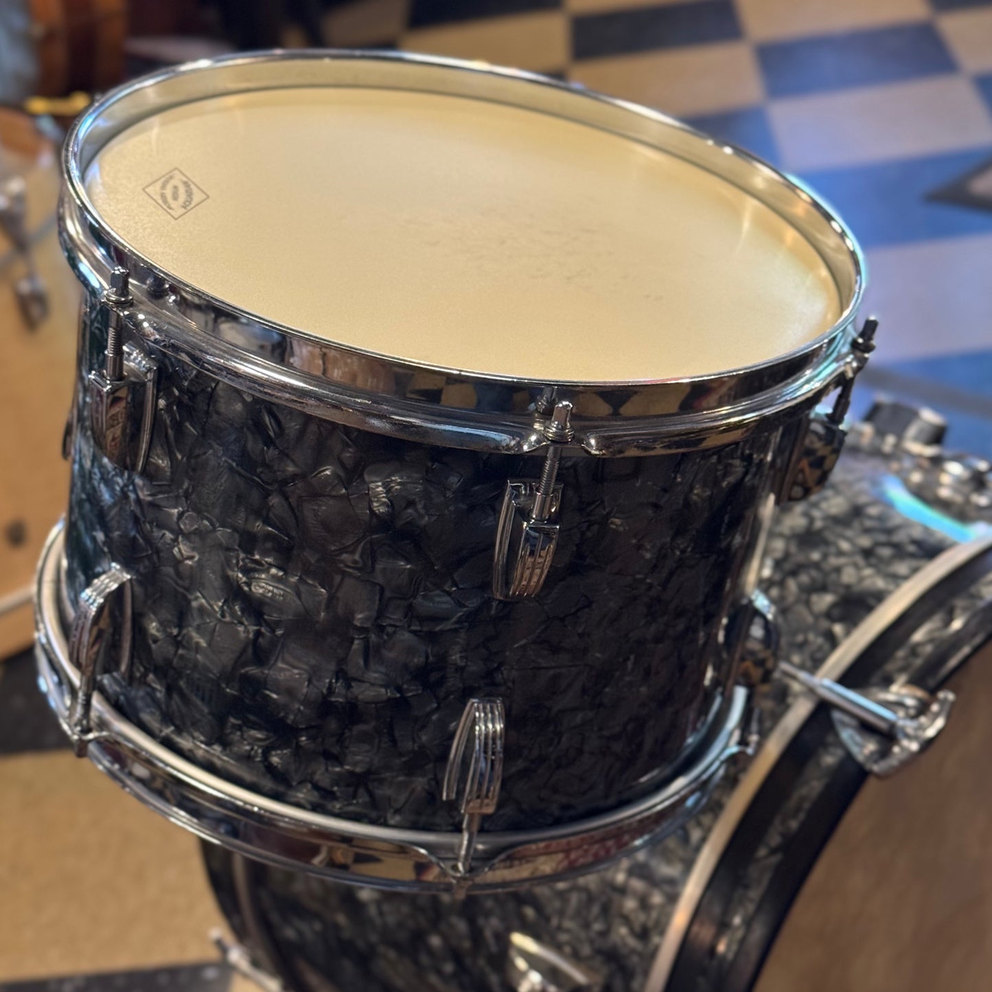 VINTAGE 1960's Ludwig Classic Outfit in Black Diamond Pearl - 14x20, 9x13, 16x16