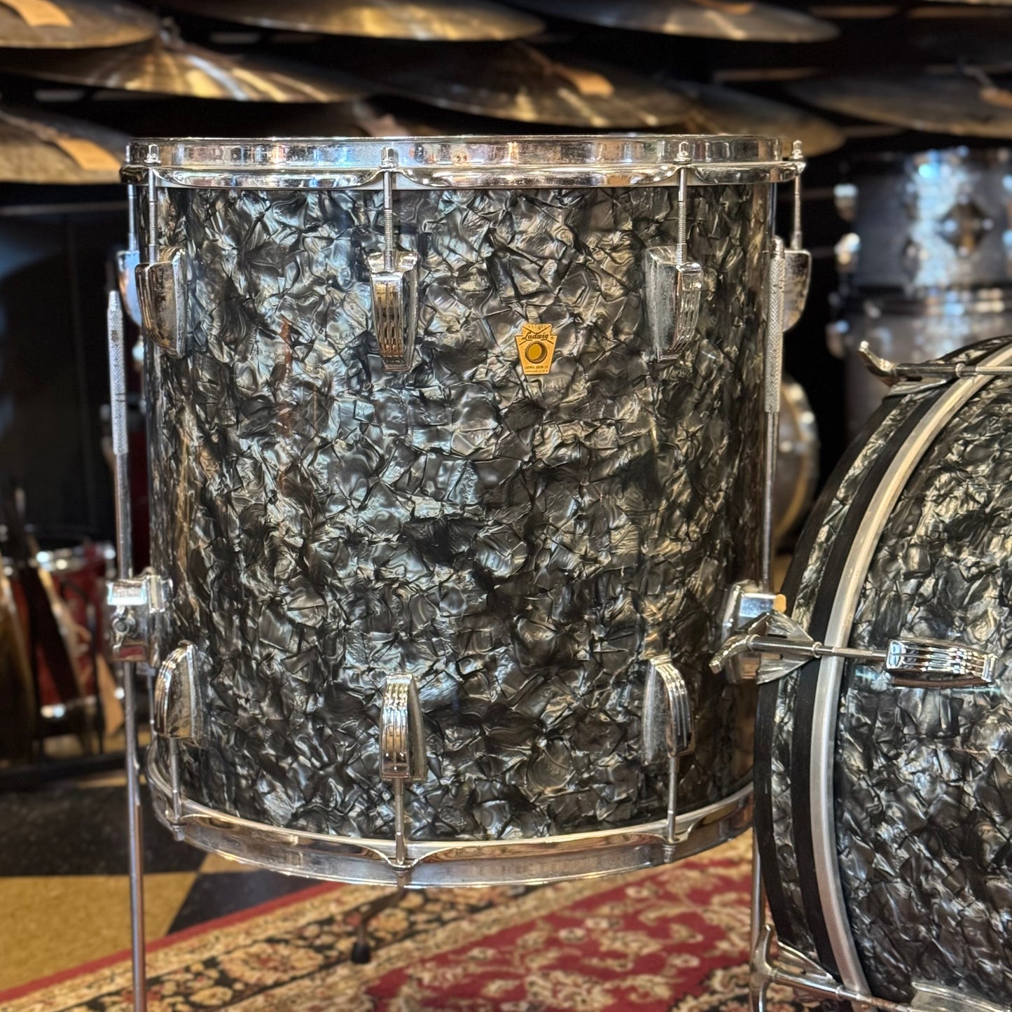 VINTAGE 1960's Ludwig Classic Outfit in Black Diamond Pearl - 14x20, 9x13, 16x16