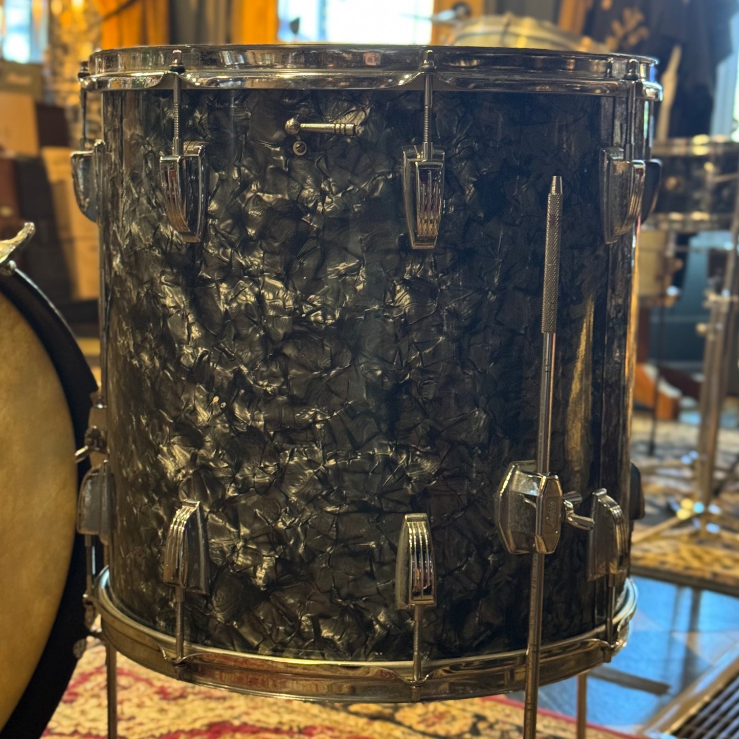 VINTAGE 1960's Ludwig Classic Outfit in Black Diamond Pearl - 14x20, 9x13, 16x16