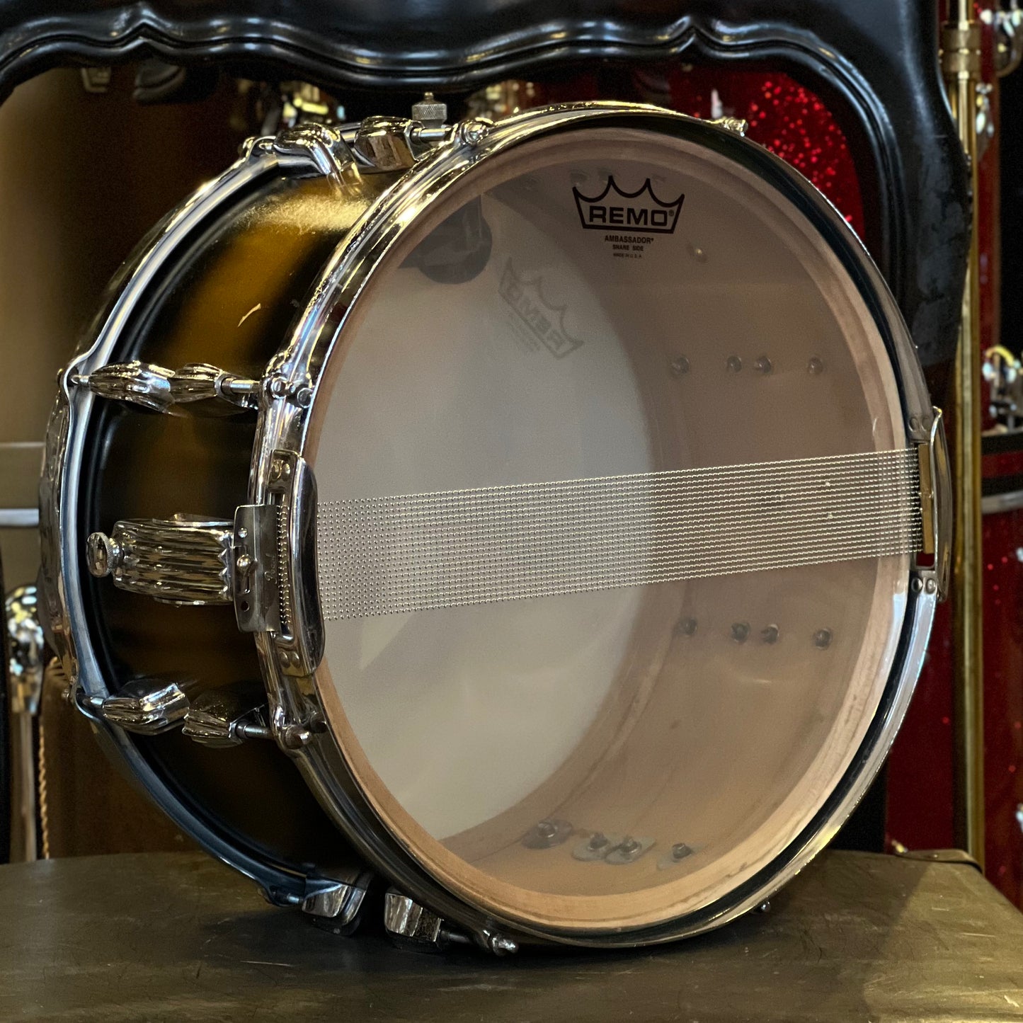 VINTAGE 1940's Slingerland 7x14 Super Gene Krupa Radio King in Black Gold Duco