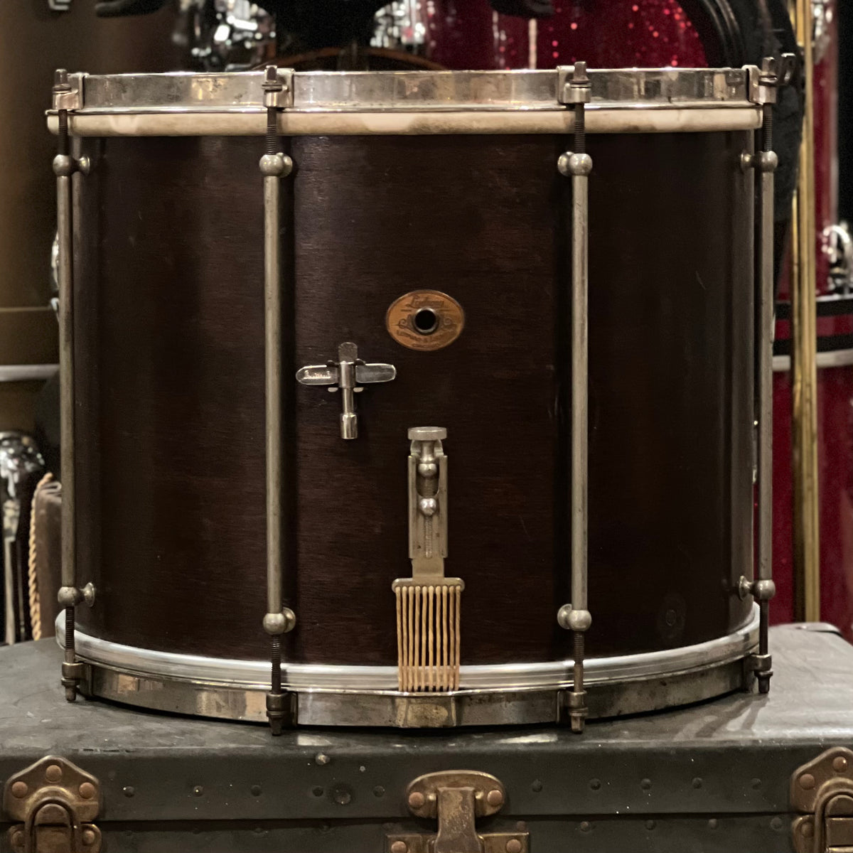 VINTAGE 1920's Ludwig 12x15 Concert Snare Drum in Natural Mahogany