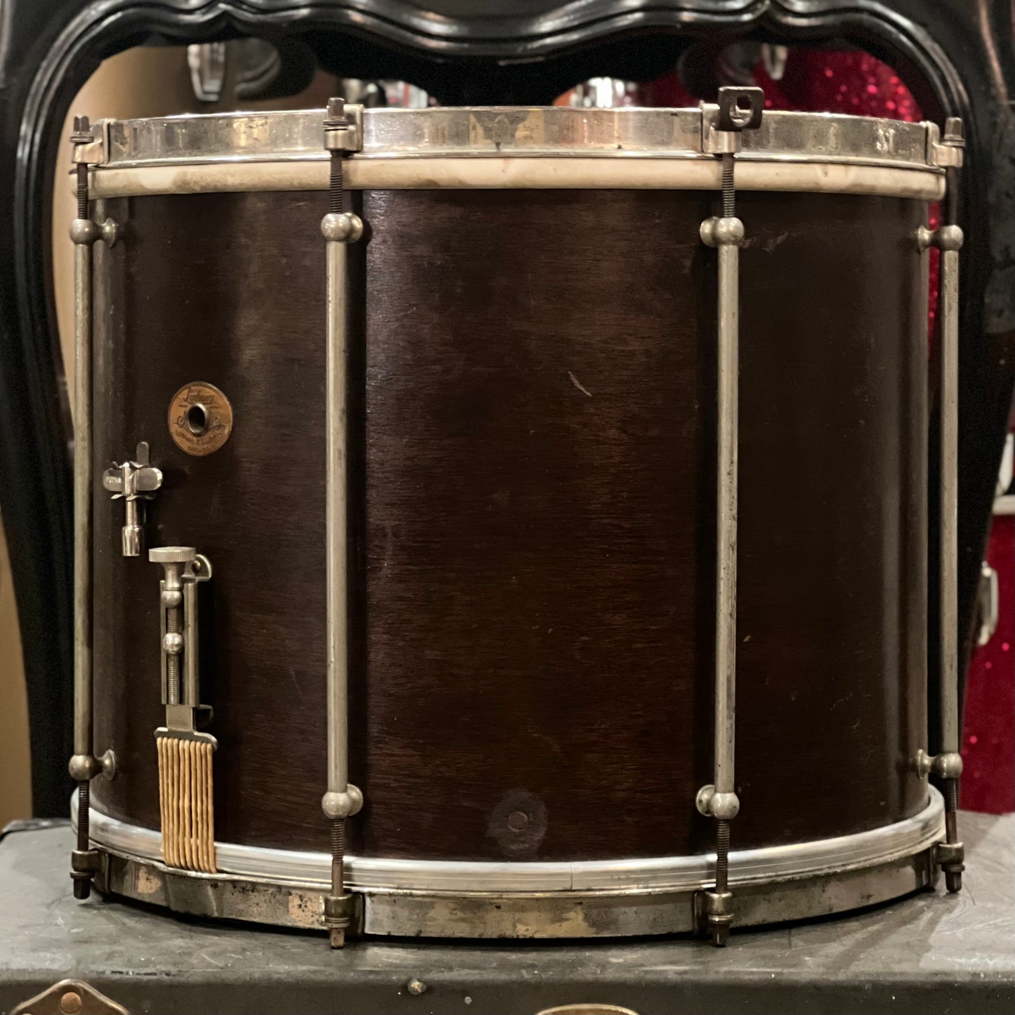 VINTAGE 1920's Ludwig 12x15 Concert Snare Drum in Natural Mahogany
