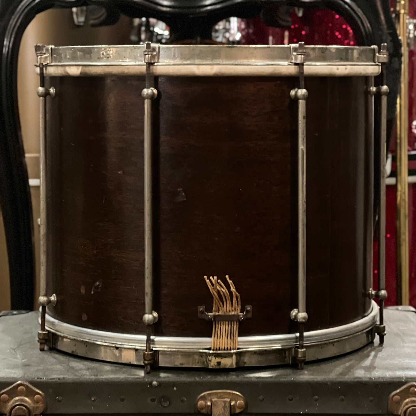 VINTAGE 1920's Ludwig 12x15 Concert Snare Drum in Natural Mahogany