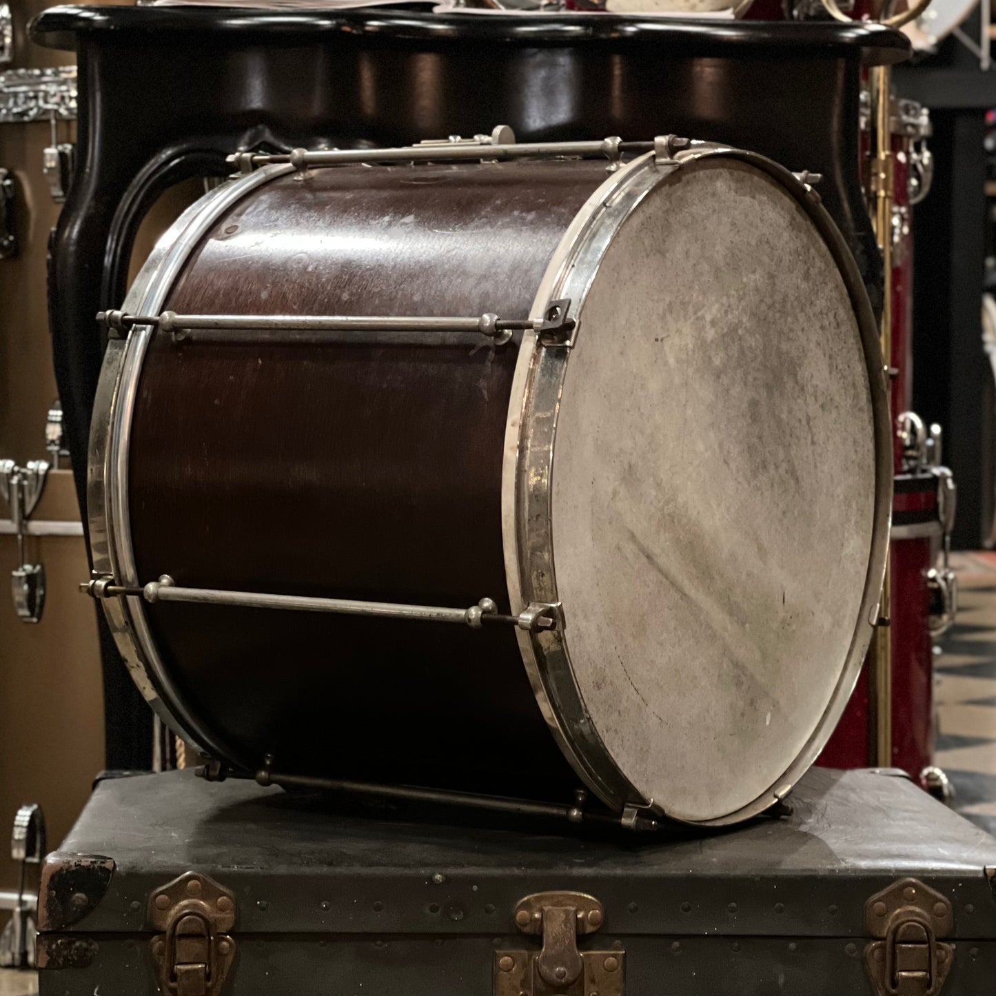 VINTAGE 1920's Ludwig 12x15 Concert Snare Drum in Natural Mahogany