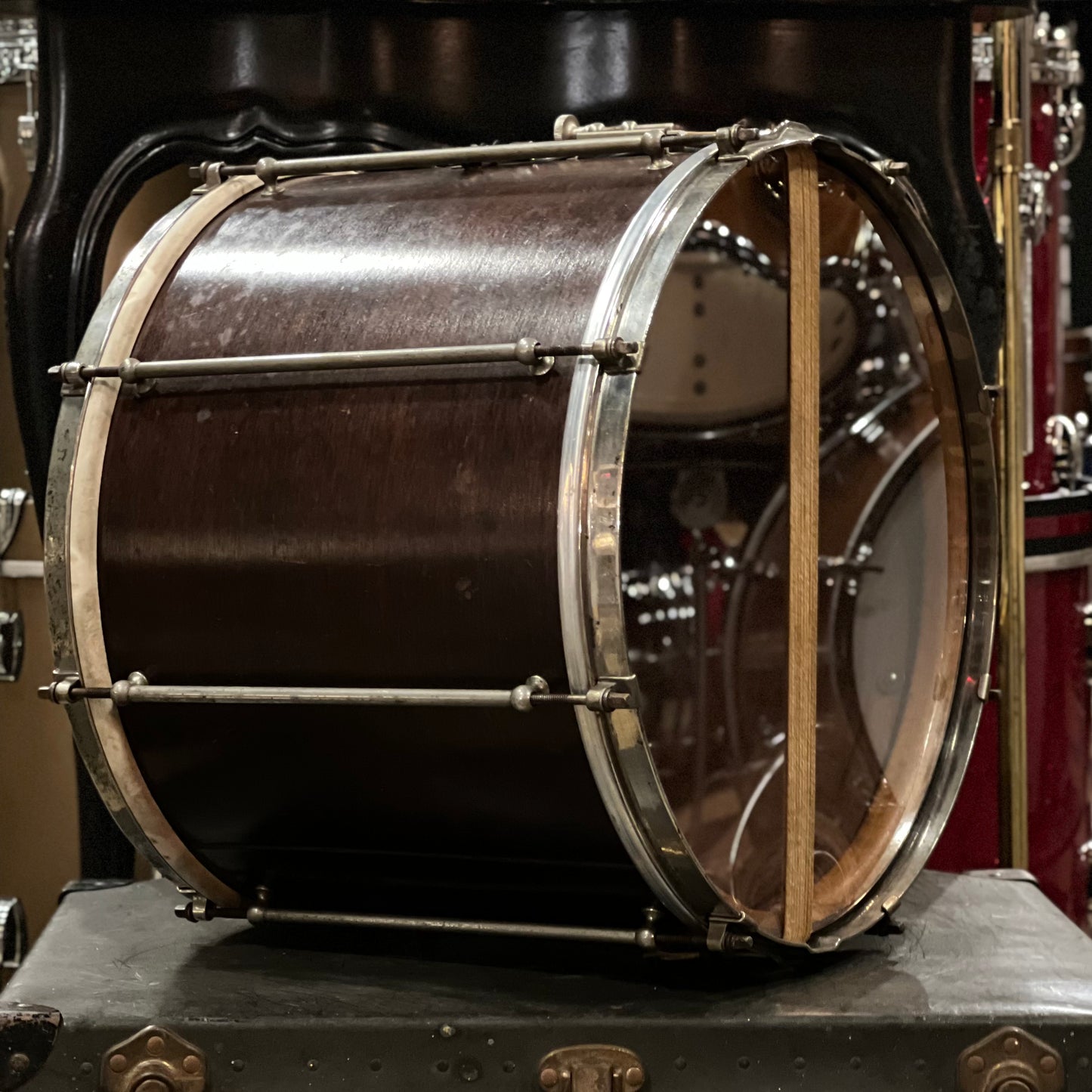 VINTAGE 1920's Ludwig 12x15 Concert Snare Drum in Natural Mahogany