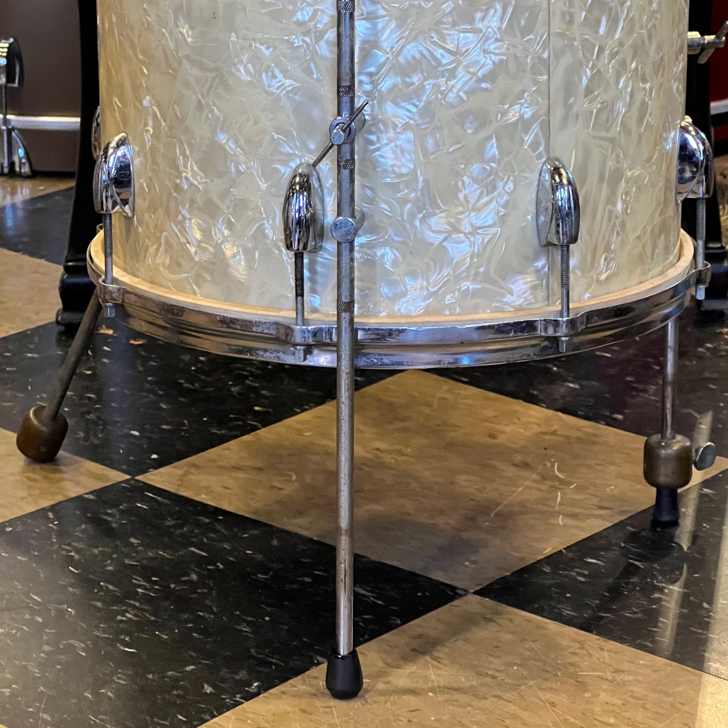 VINTAGE 1950's Gretsch 28x14 Cocktail Drum in White Marine Pearl