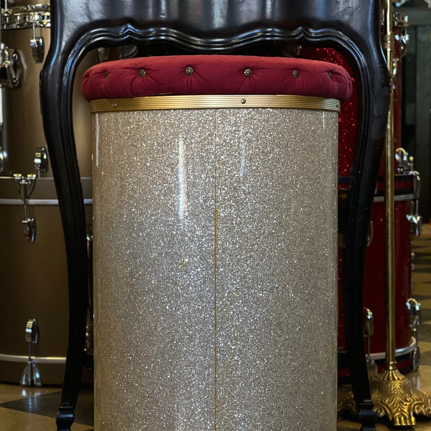 VINTAGE 1950's Slingerland Canister Throne in Silver Sparkle 24"