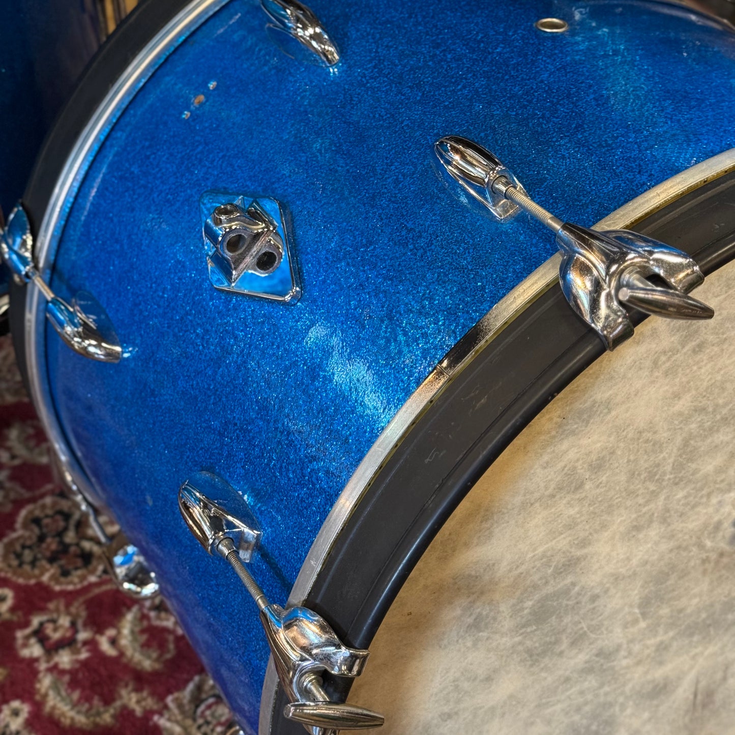 VINTAGE 1960s-70s Gretsch Name Band Outfit in Blue Sparkle - 14x20, 9x13, 16x16