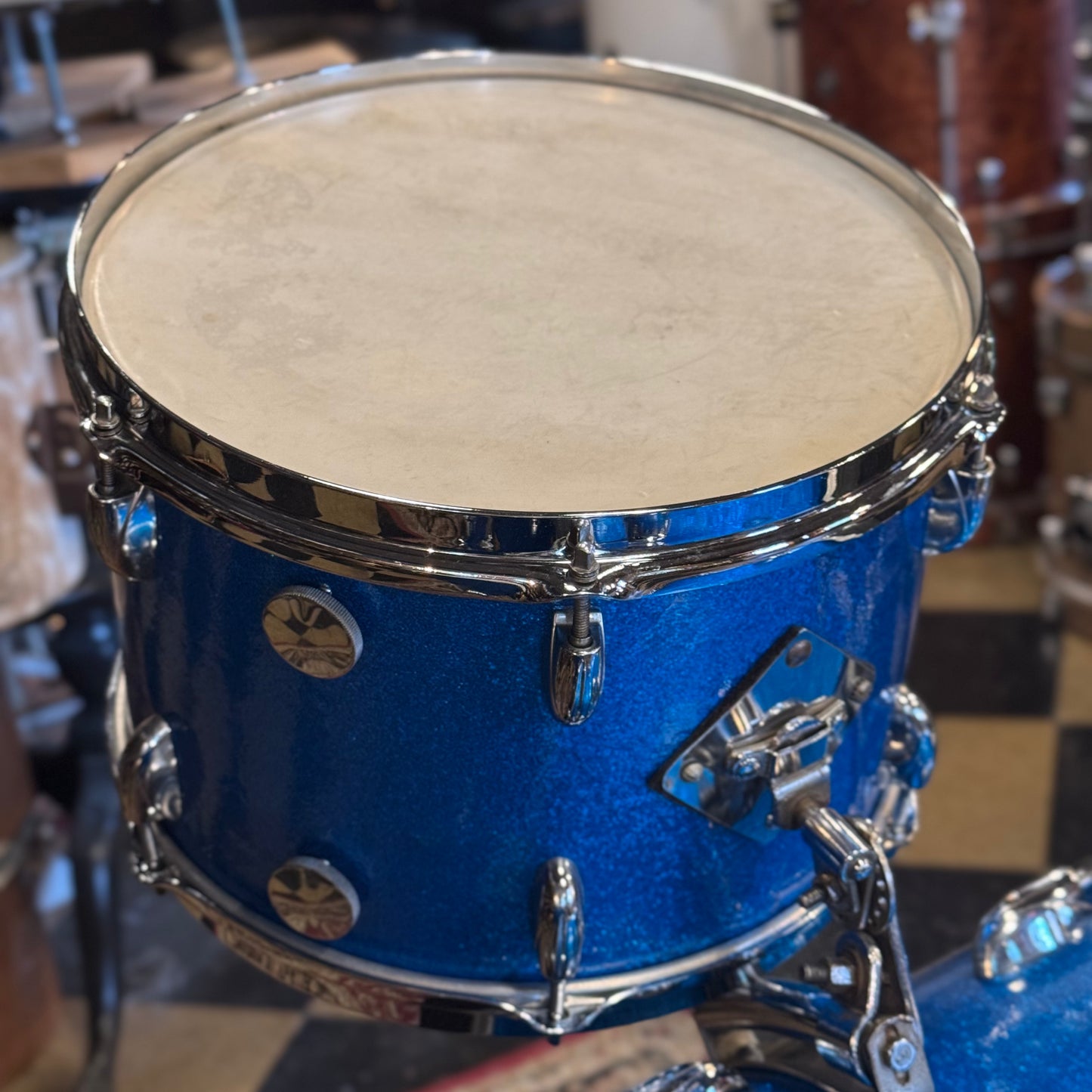 VINTAGE 1960s-70s Gretsch Name Band Outfit in Blue Sparkle - 14x20, 9x13, 16x16