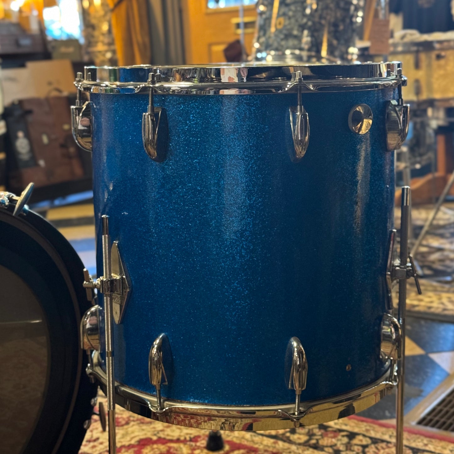 VINTAGE 1960s-70s Gretsch Name Band Outfit in Blue Sparkle - 14x20, 9x13, 16x16