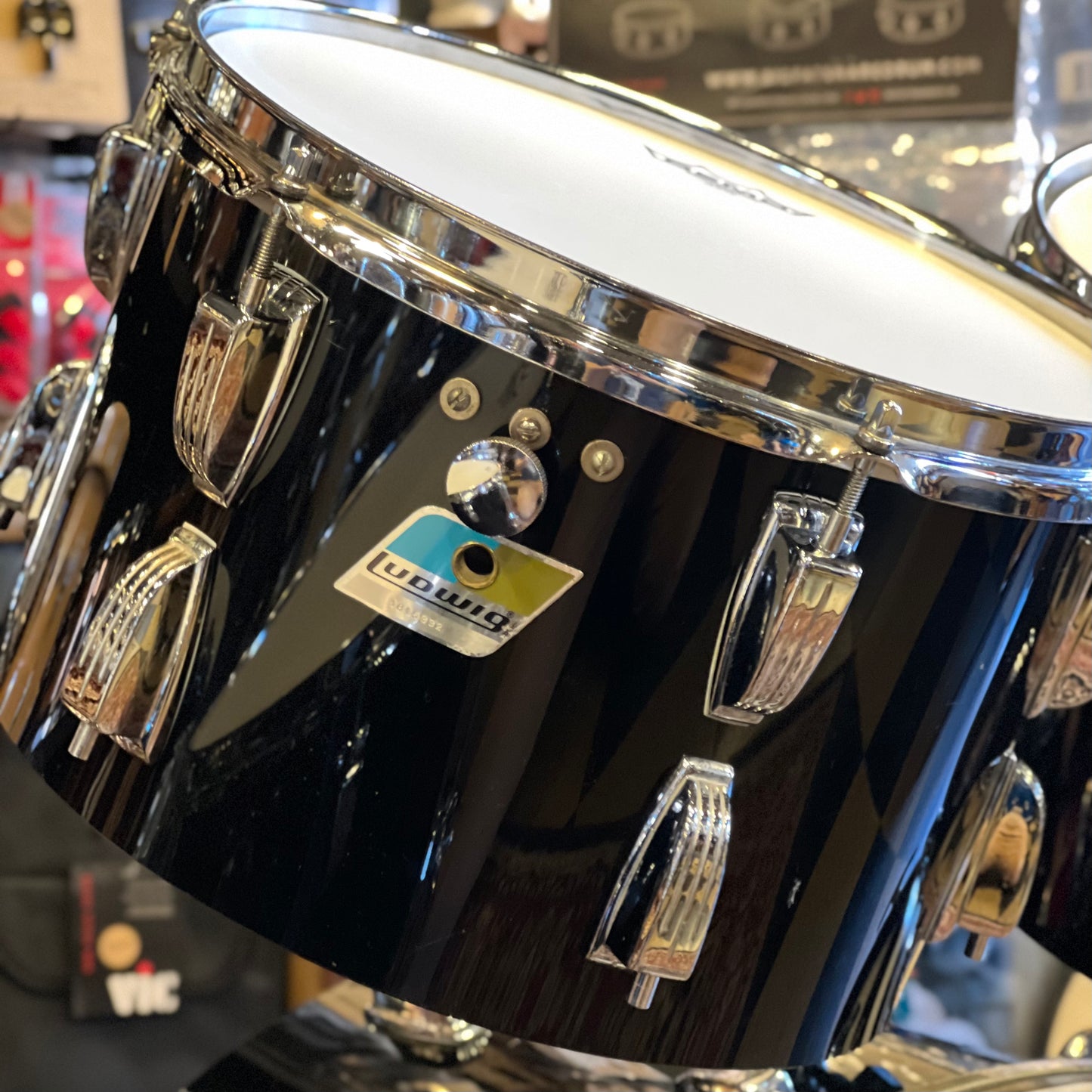 VINTAGE 1970's Ludwig Vistalite in Solid Black -- 14x22, 8x12, 9x13, 16x16