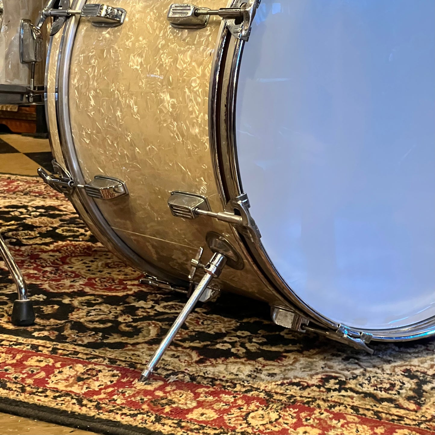 VINTAGE 1960's Rogers R-380 Drumset in White Marine Pearl - 14x22, 8x12, 9x13, 16x16