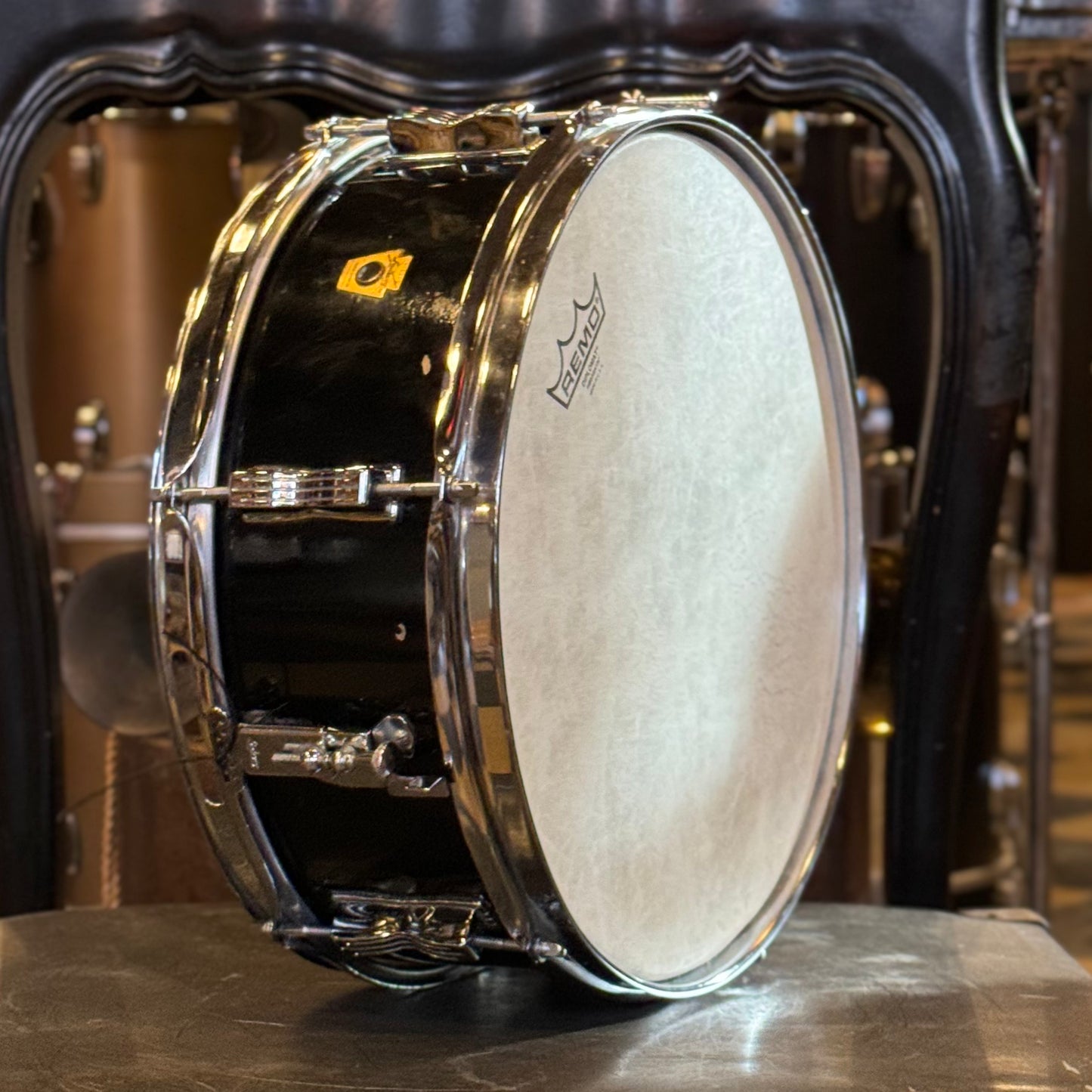 VINTAGE 1960's Ludwig 5x14 Pioneer 6-Lug Snare Drum in Black Duco