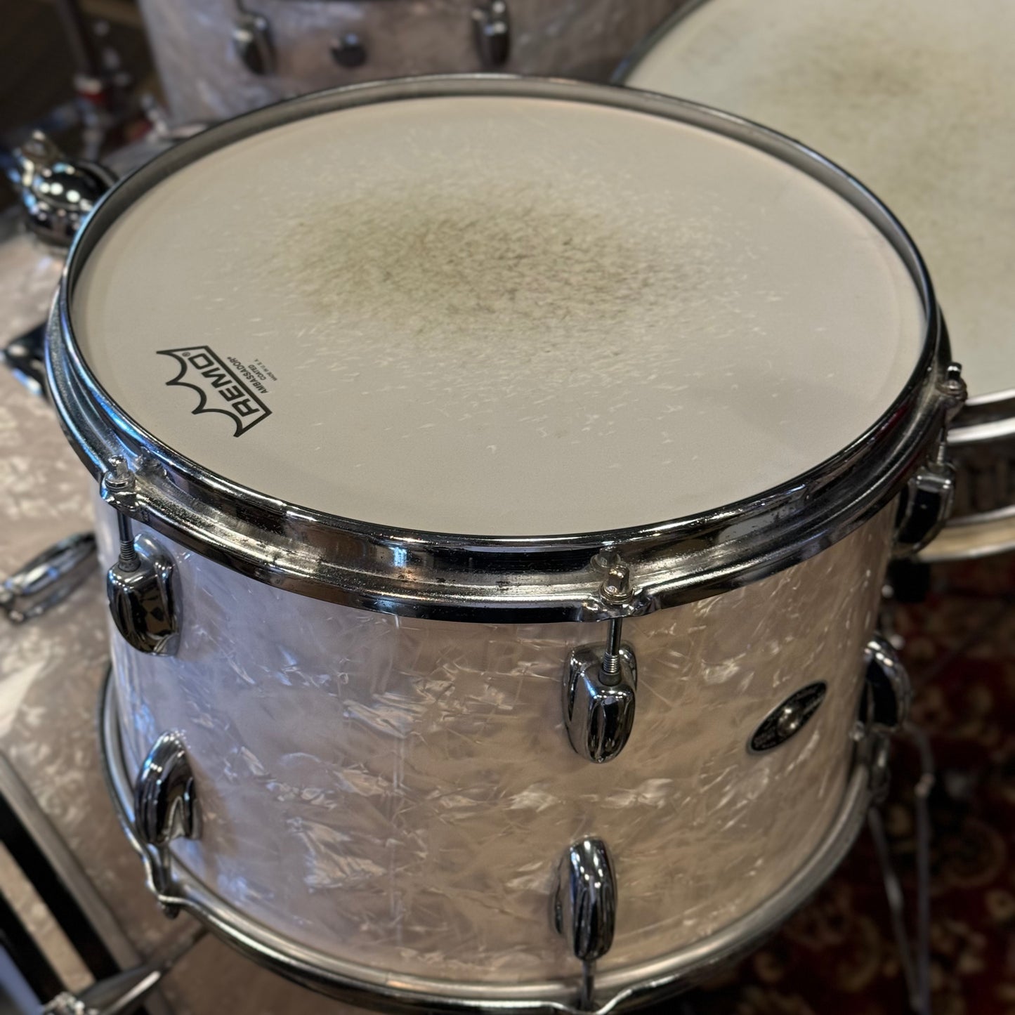 VINTAGE 1970's Slingerland 80n "Buddy Rich Outfit" In White Marine Pearl - 14x24, 9x13, 16x16, 16x16, 5x14